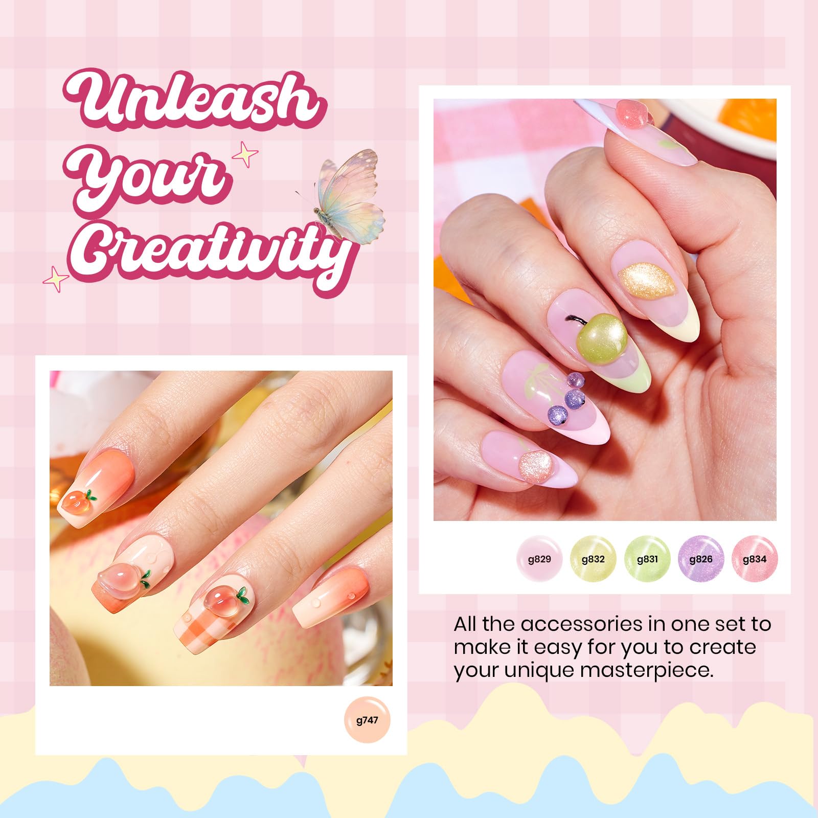 Beetles Pastel Gel Nail Polish Set - Spring Anthology 20 Colors Gel Polish Cat Eye Pink Yellow Blue Green Pearl Shimmer