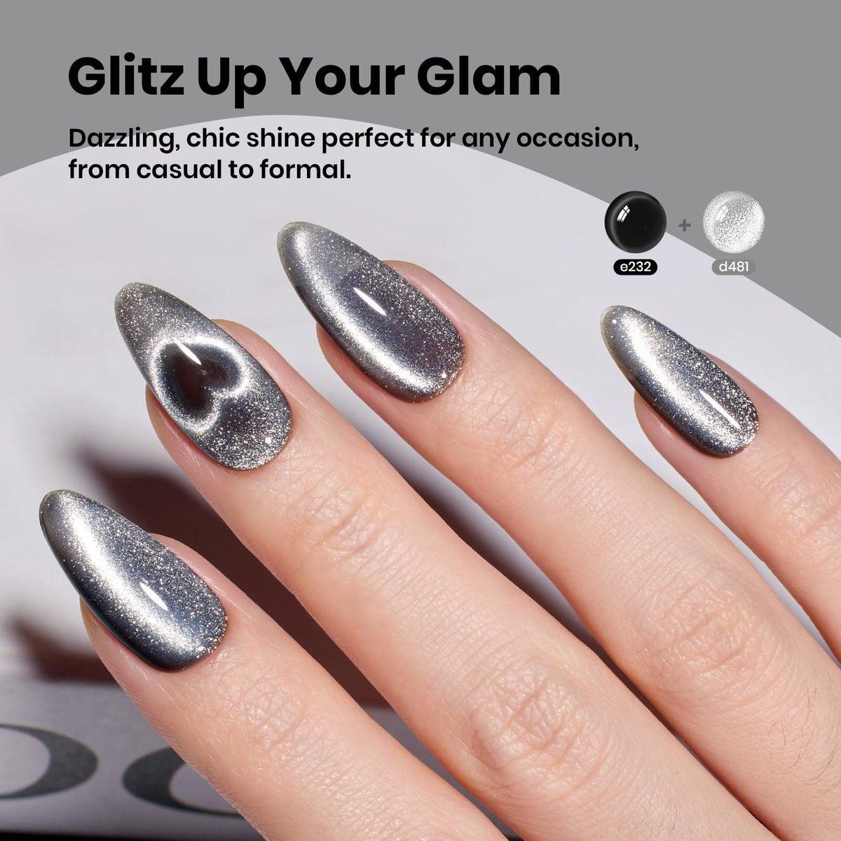Beetles Silver Cat Eye Gel Nail Polish - 15ML Glitter Gel Polish
