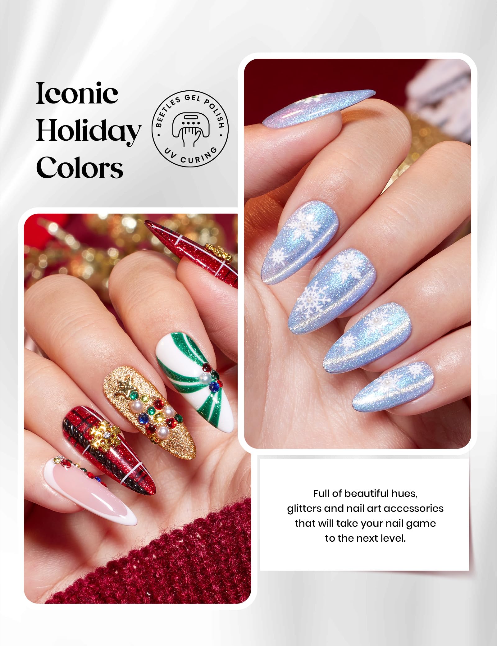 Beetles Gel Polish Merry Glitzmas 2026 Gift Box – Nail Art Set with Fe