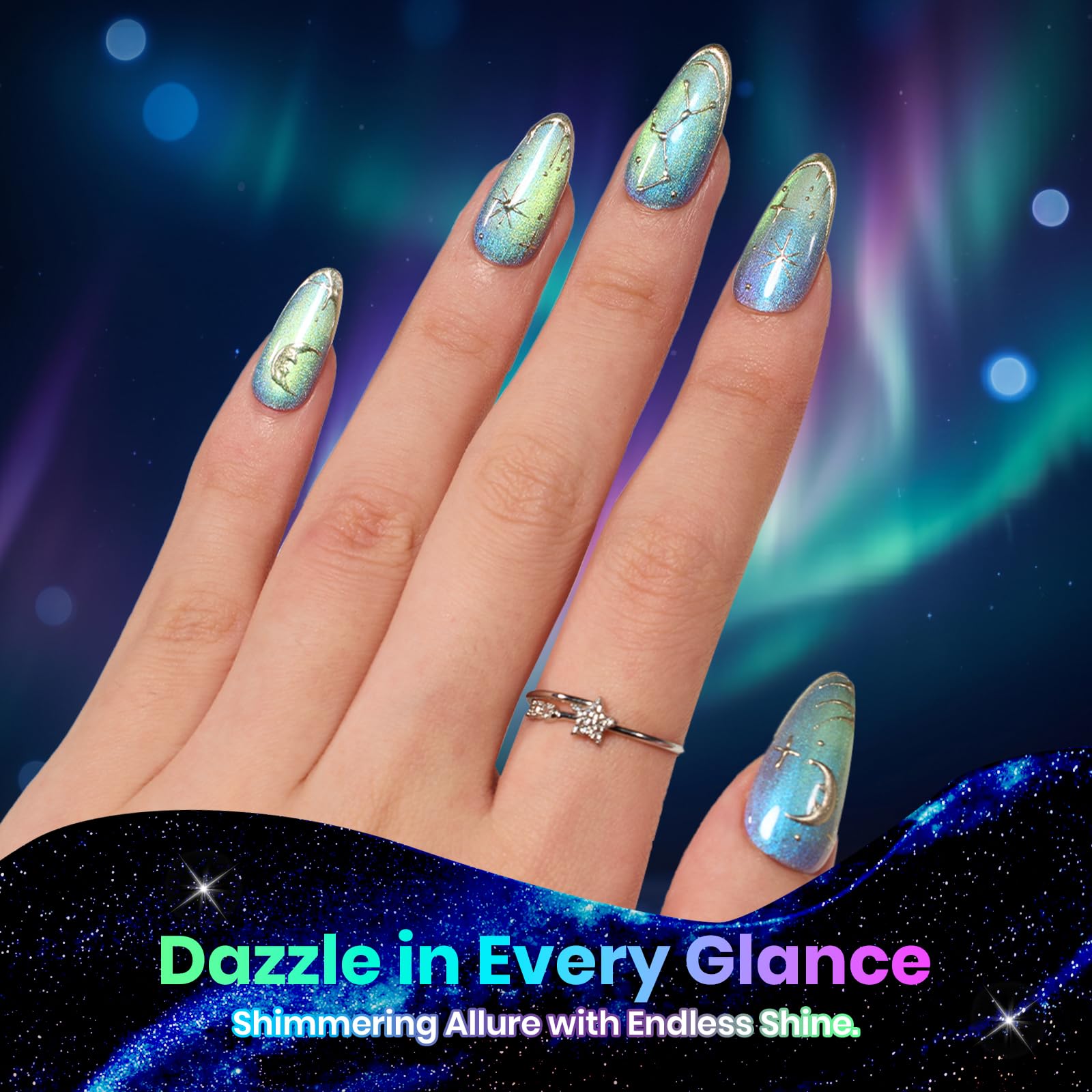 Beetles Starborn Galaxy 8 Colors Cat Eye Gel Polish Set Magnetic Blue Purple Shimmer