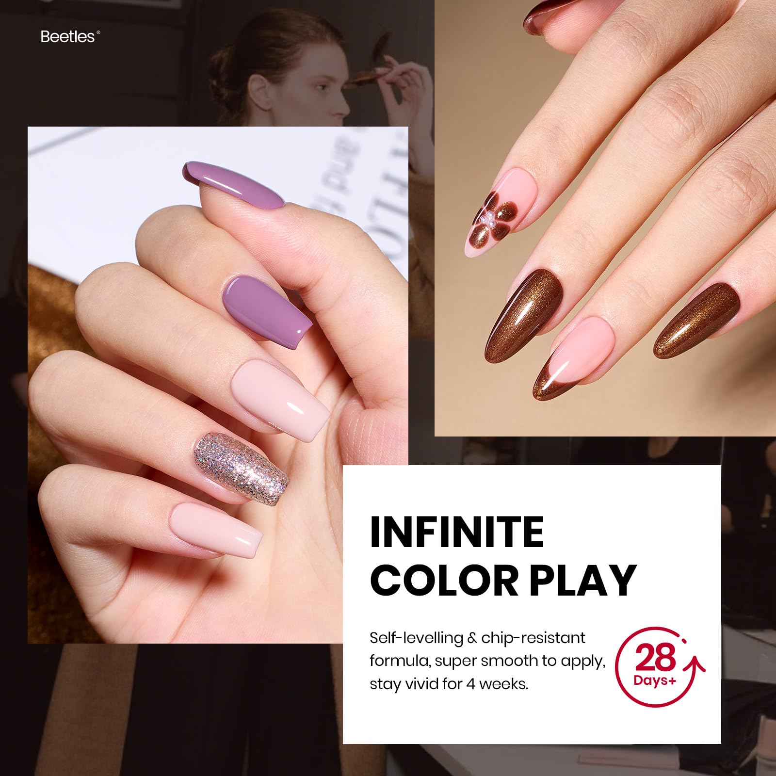 Catwalk Tonal Hues Nails  - 25 Colors Nude Brown Yellow Purple Green Glitter Gel Polish Set