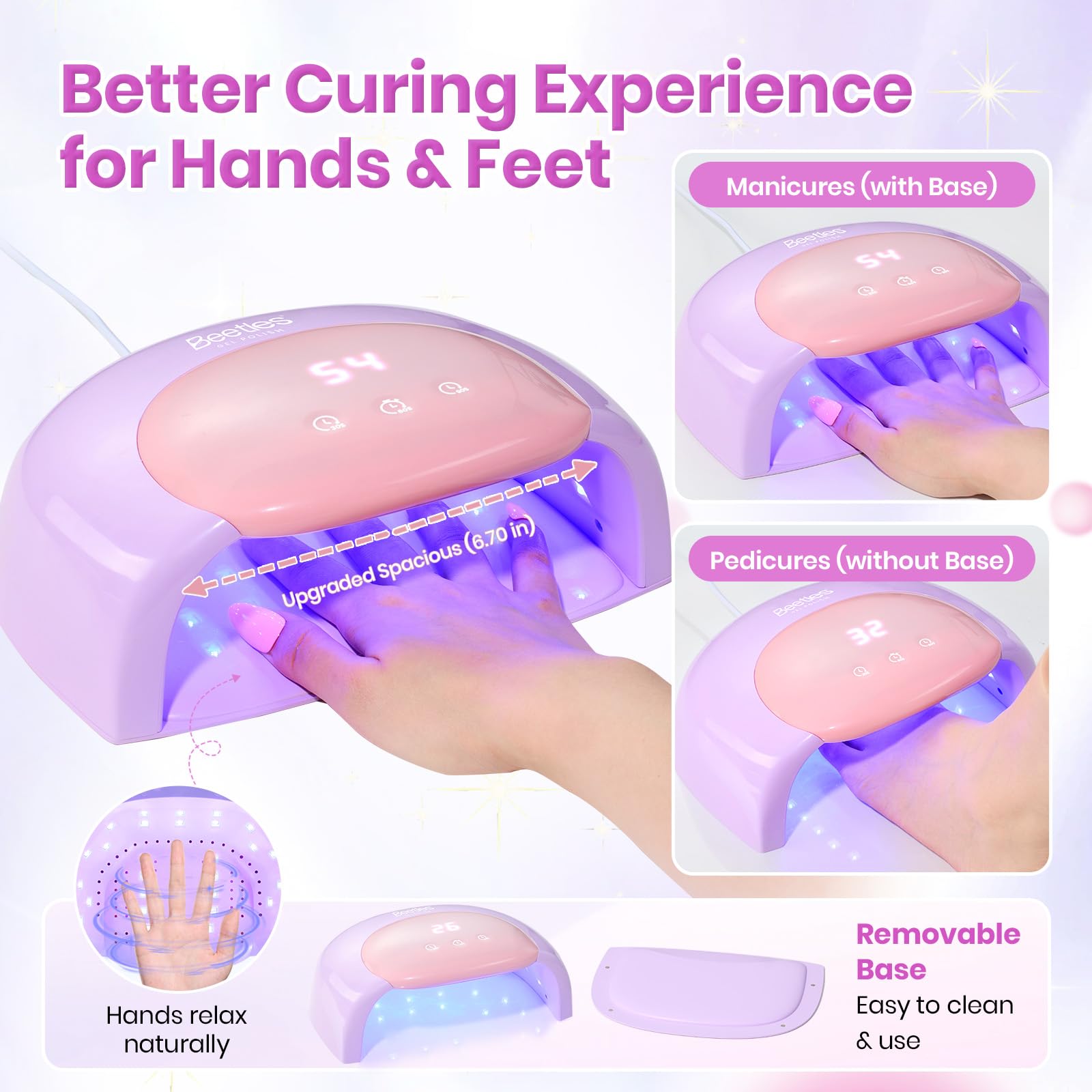 Beetles Candy Purple UV Nail Lamp Digital Display 3 Timer Gel Nail Light
