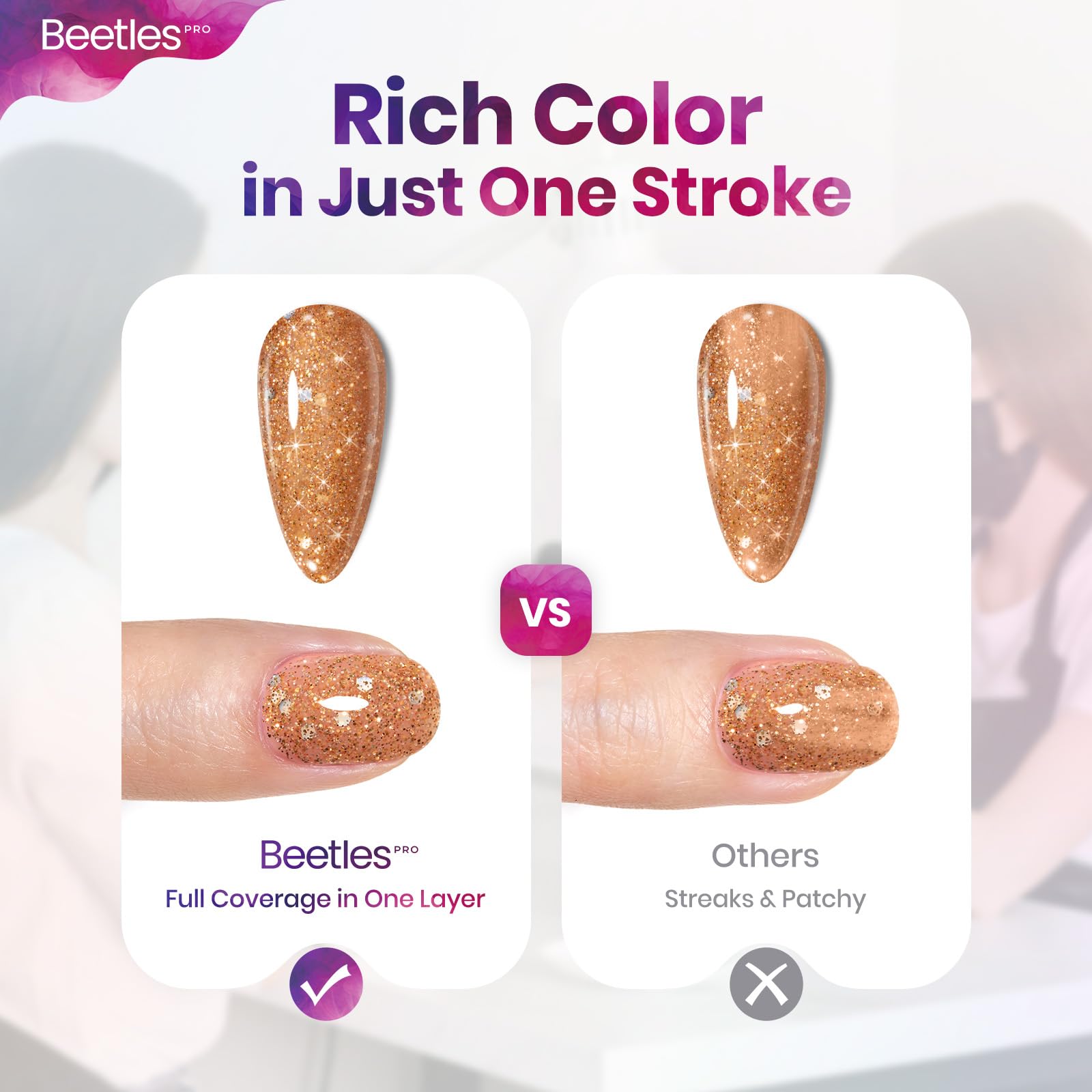 Beetles Pro Gold Glitter Gel Polish - Bitter But Polished, Gold Color 20ML Glitter Gel Polish