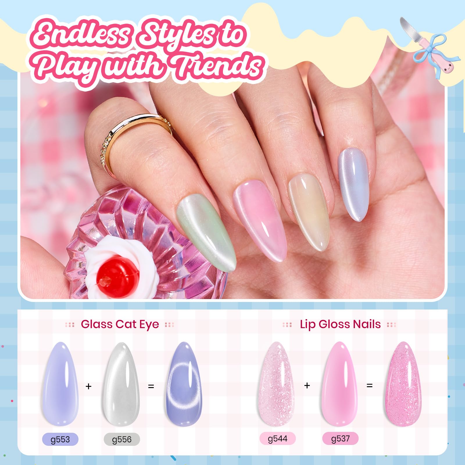 Beetles Spring Pudding Jelly Gel Nail Polish Set - 28PCS 20 Colors Jelly Pink Purple Red Blue Green Glitter Silver Cat Eye