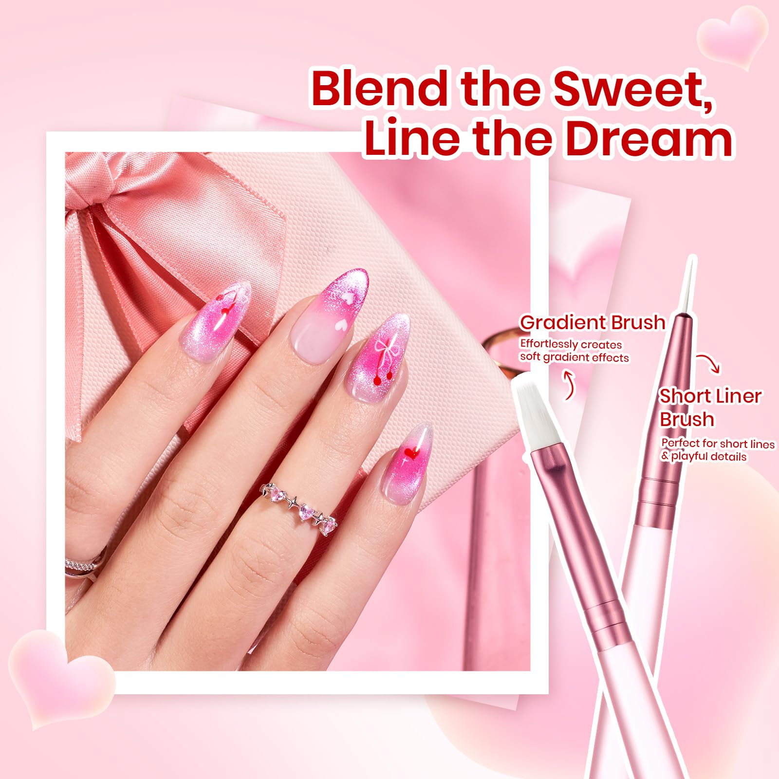 Beetles Valentines Nail Art Brushes 6pcs – Cherish Nail Art Tools Liner Brushes