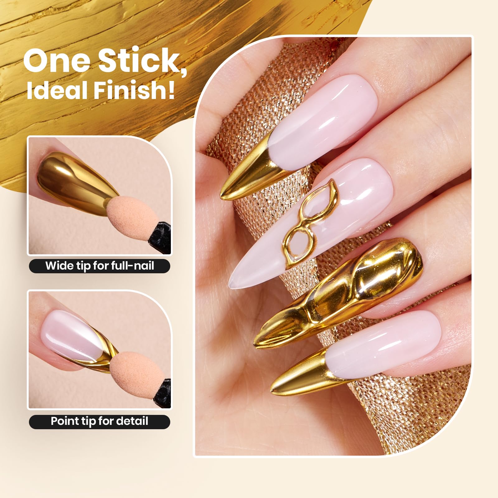 Beetles Gold Chrome Nail Powder Metallic Mirror Effect Chrome Powder
