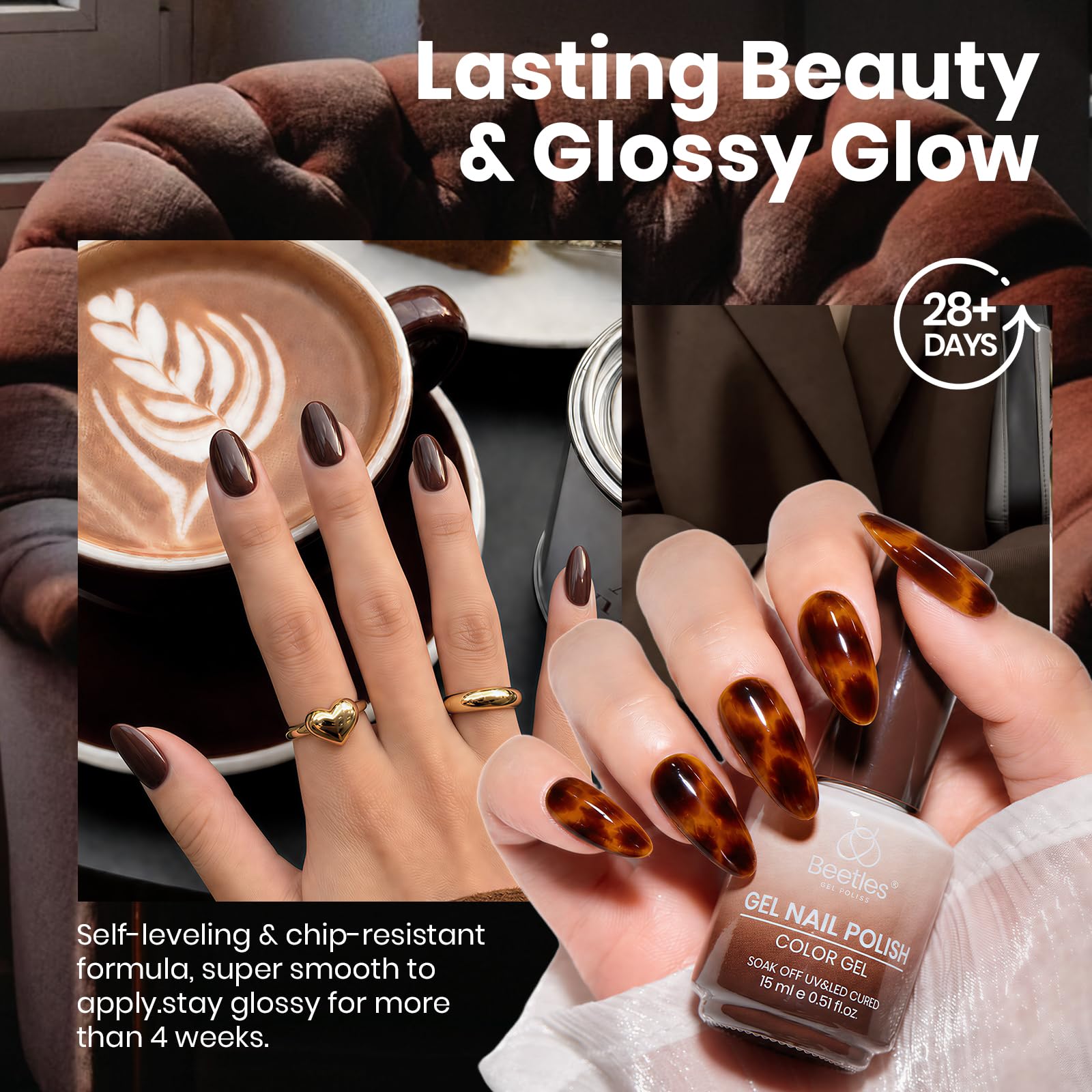 Beetles Morning Mocha Jelly Brown Gel Nail Polish 15ML