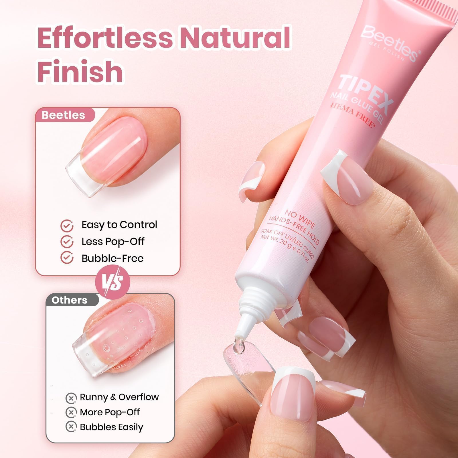 Beetles Hema-Free & TPO Free Nail Glue Gel 20g Solid Nail Glue for Tipex Instant Apex Nail Tips