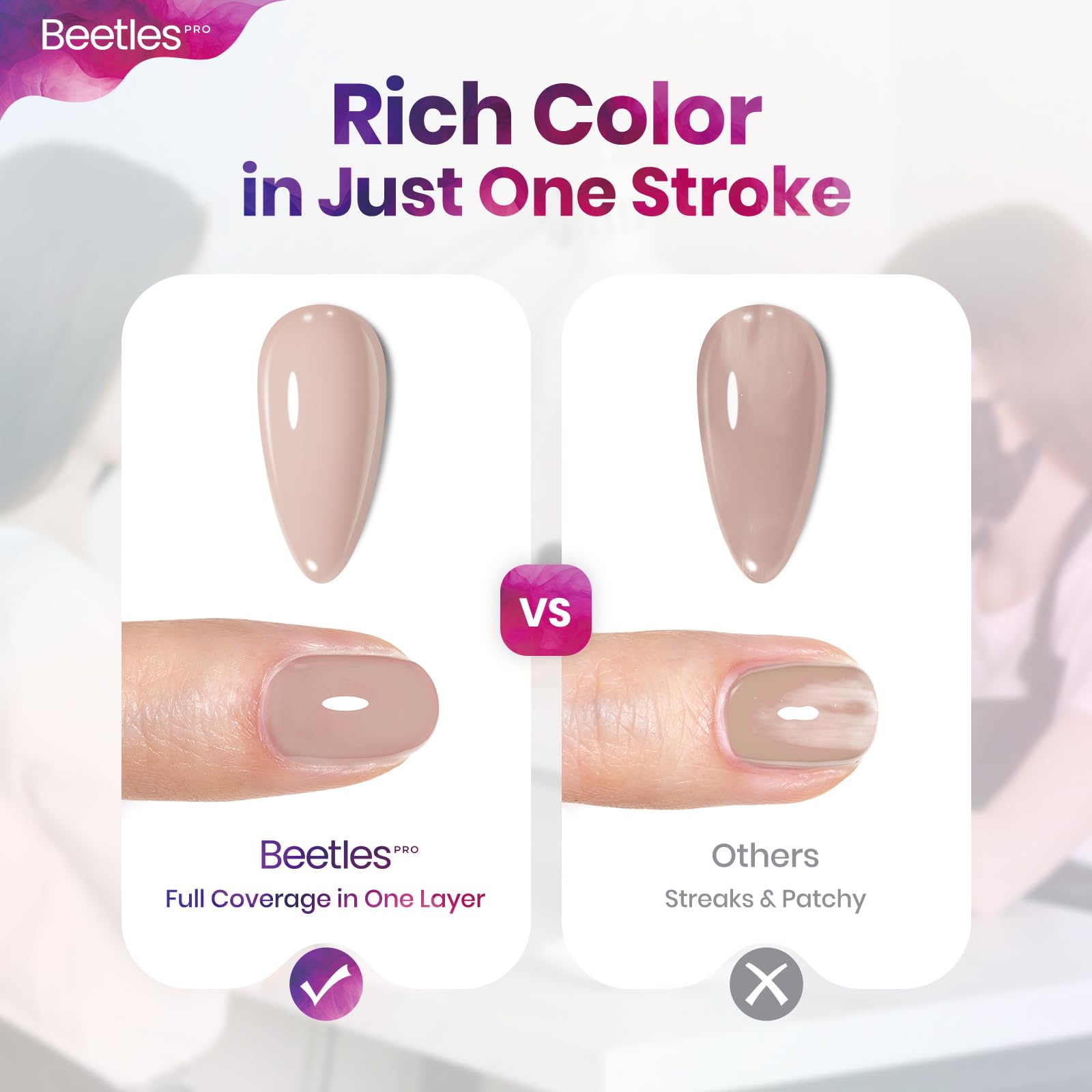 Beetles Pro Nude Gel Nail Polish -  Go With It，HEMA Free & TPO Free, 15ml Milky Nude Color Gel Polish