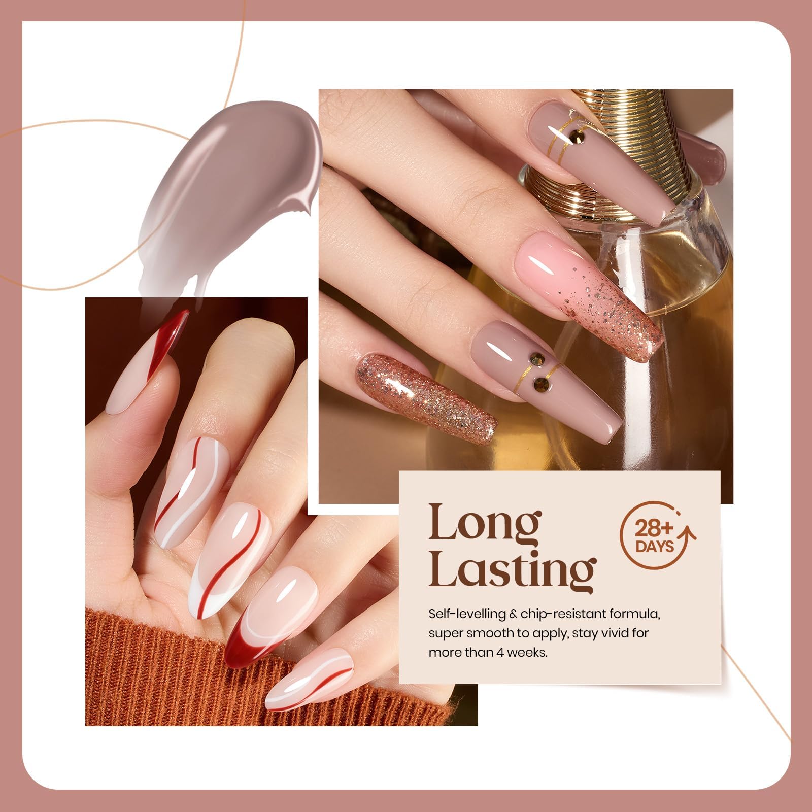 Smooth Hazelnut - 6 Colors Neutral Grey Burgundy Glitter Brown Fall Gel Nail Polish