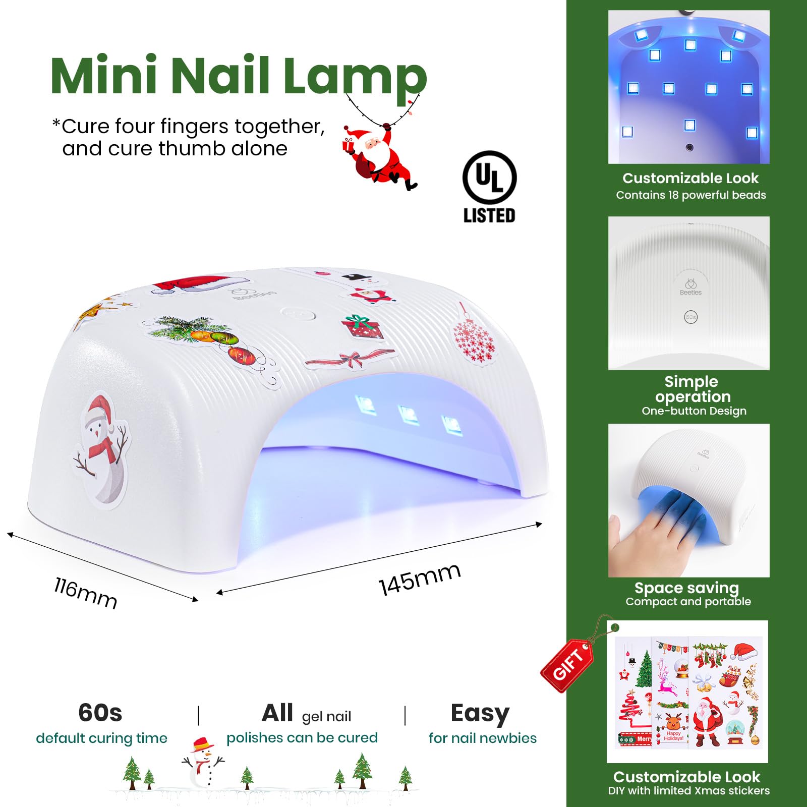 Beetles 55 Pcs Gel Nail Polish Kit with U V Ligh - 32 Color Gel Nail Kit Christmas Gifts