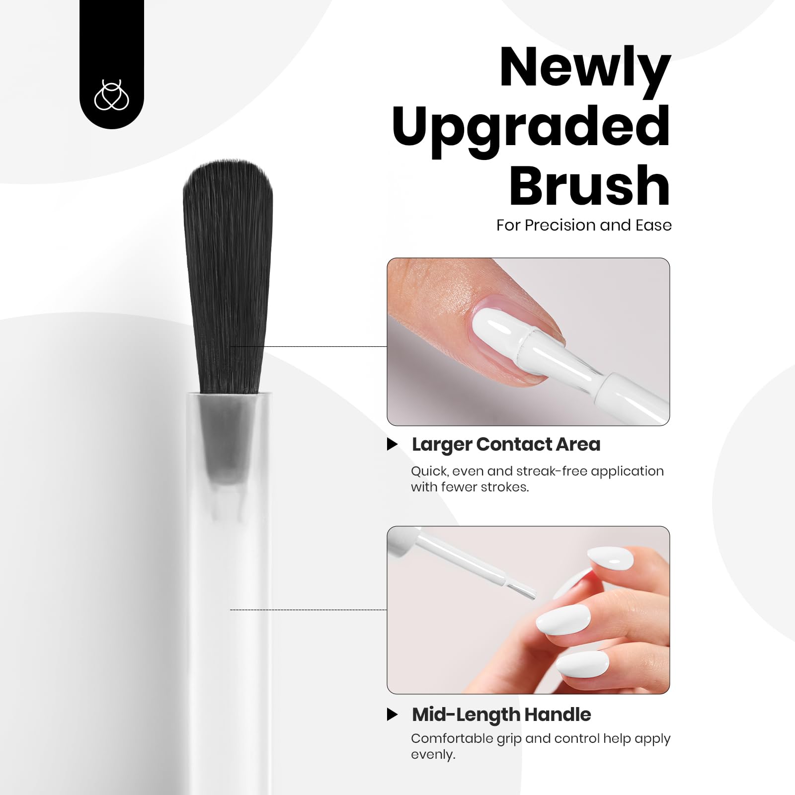 Beetles Black White Gel Polish Kit - Simple Black & White Colors Collection, 2pc 15ML Hema-Free French Nails