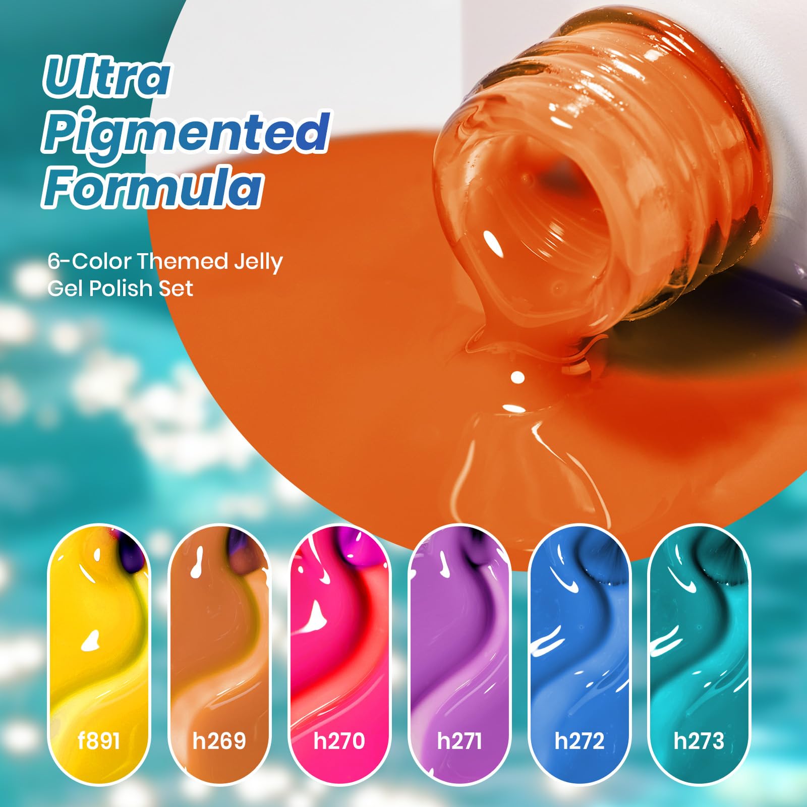 Beetles Luminous Cocktail 6 Colors Juicy Shine Jelly Gel Nail Polish Set