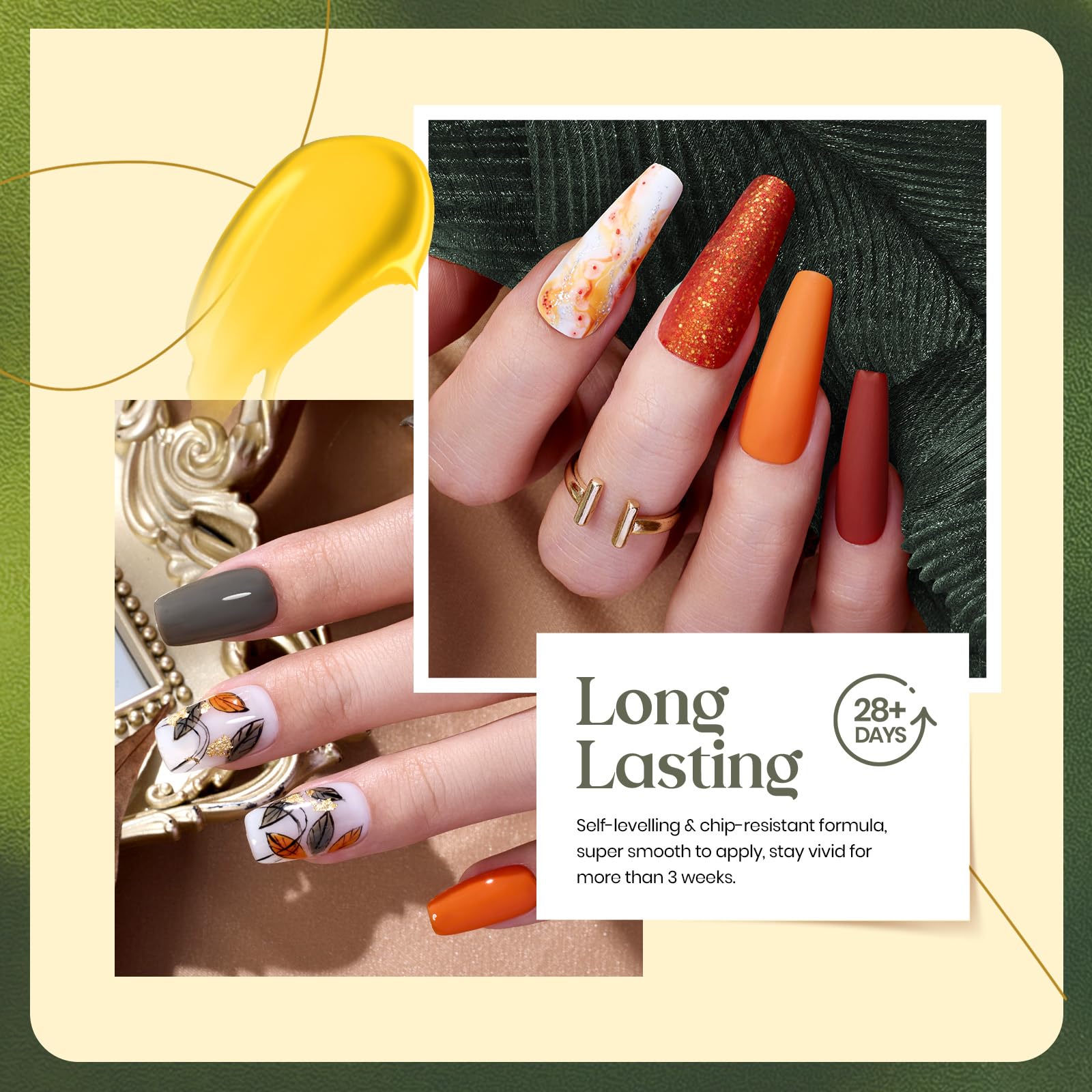 Golden Season - 6 Colors Fall Glitter Gel Nail Polish Set