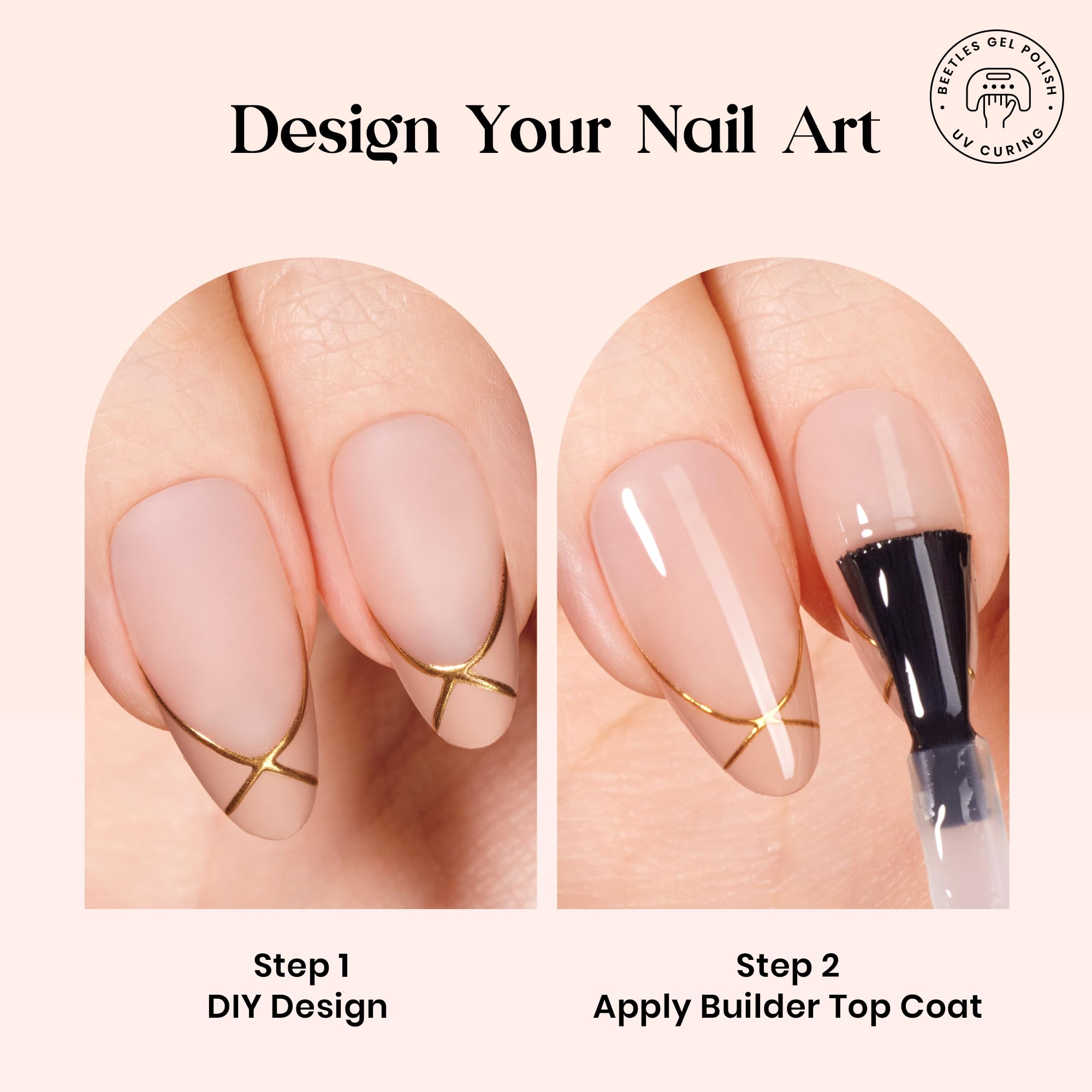 Beetles Press On Nails Kit - Nails Cappuccino Mousse French  224Pcs 16 Sizes 7 Colors Medium Almond French Tip Press On Nails