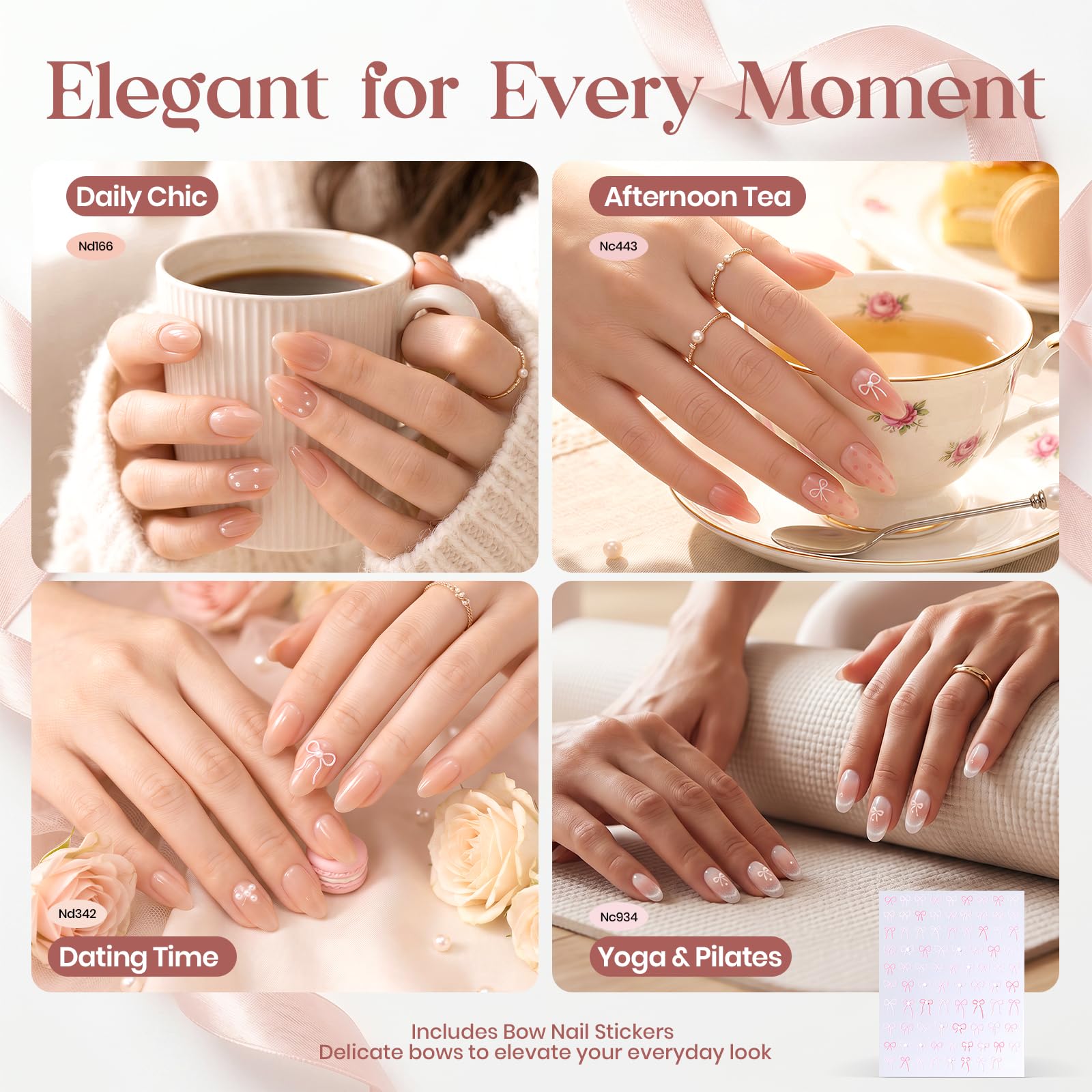 Beetles Dreamy Ballet Nude Summer Nail Gel Polish Set- HEMA FREE 10 Colors 15ML Jelly Pink Nail