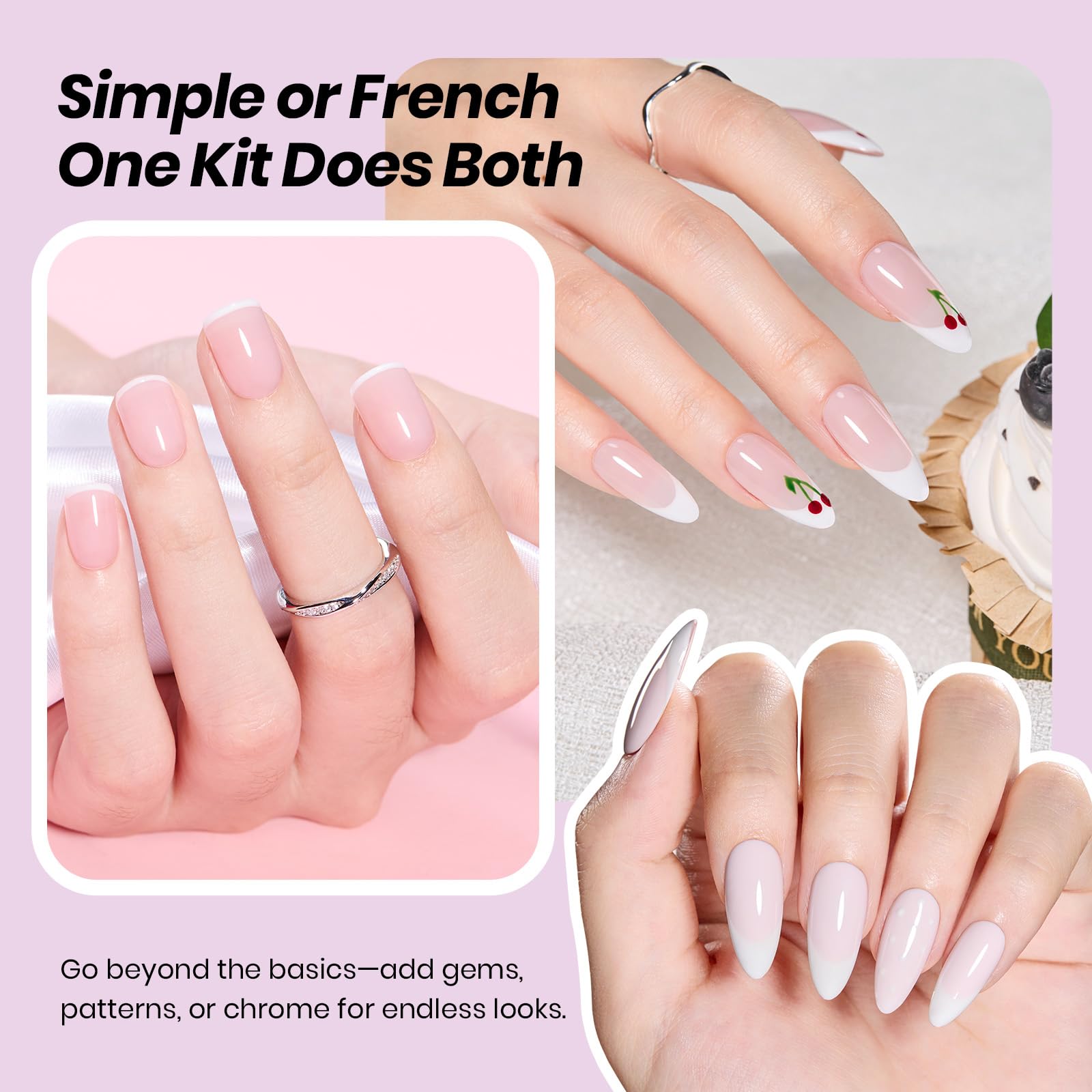 Beetles French Tip Gel Polish - Peach Mousse 15ML with French Tip Stamp Hema Free