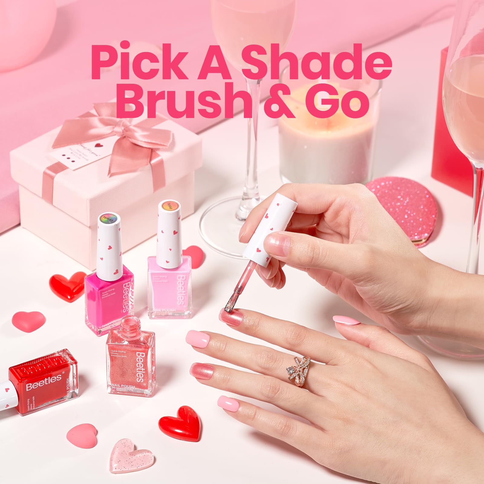 Beetles Pink Nail Polish Set - Love's Prism 12 Colors Nails Quick