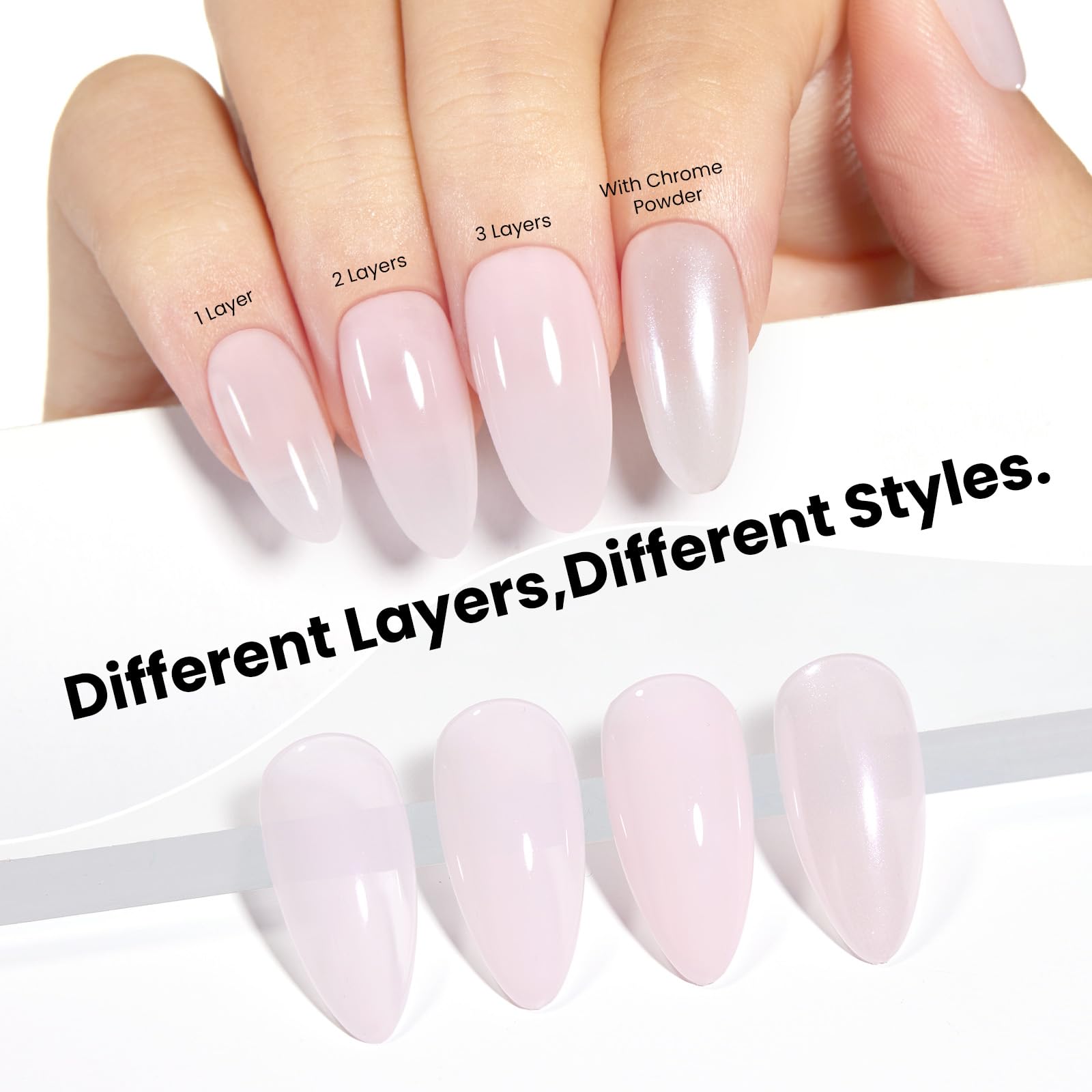 Nude Gel Polish|7.5ml Beetles White Chrome Nail Powder Gel Polish Glitter