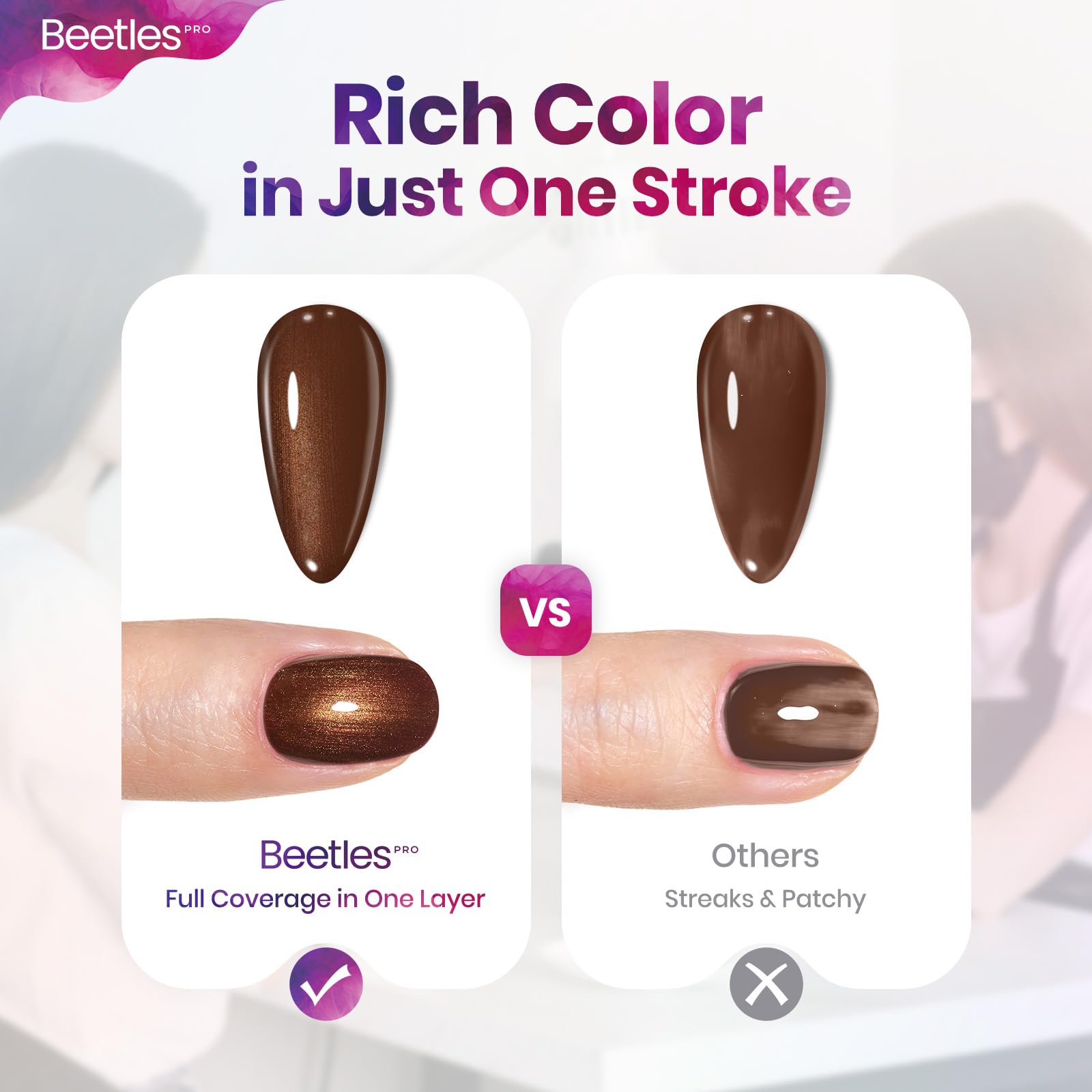 Beetles Pro Brown Gel Polish - Shady Intentions, Dark Brown Color 20ML Glitter Gel Polish
