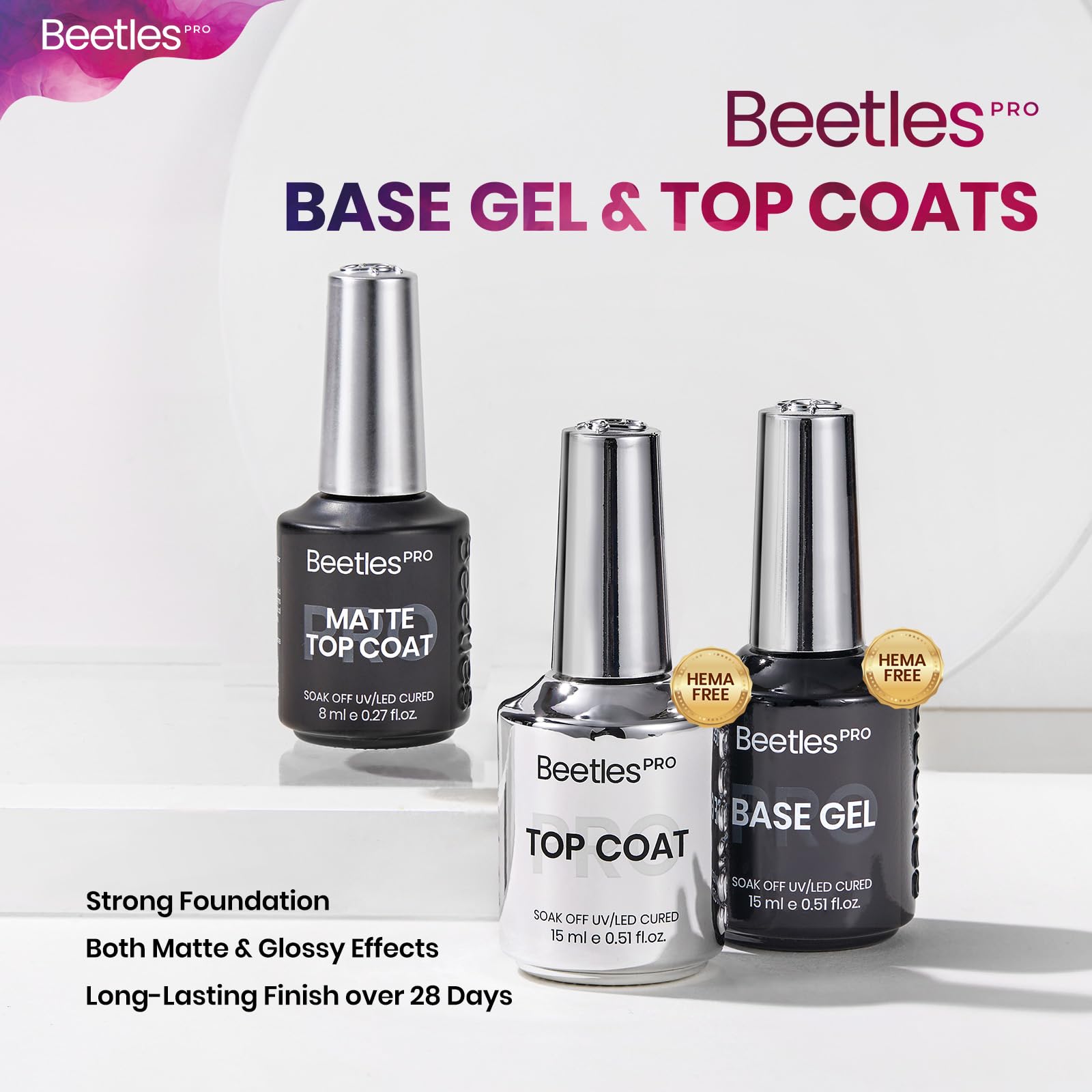 Beetles PRO Gel Polish Kit – Urban Solitude Collection 18 Colors 15ml Salon Polish Set with Base Coat