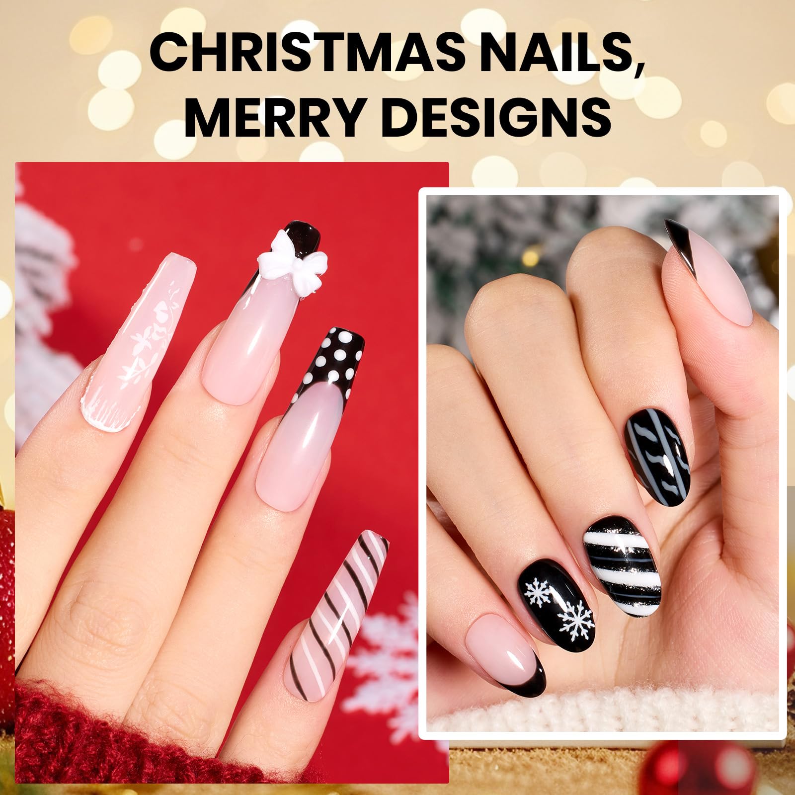 Beetles Christmas Gel Polish - 2pcs 15ml Black and White Colors Gel Nails