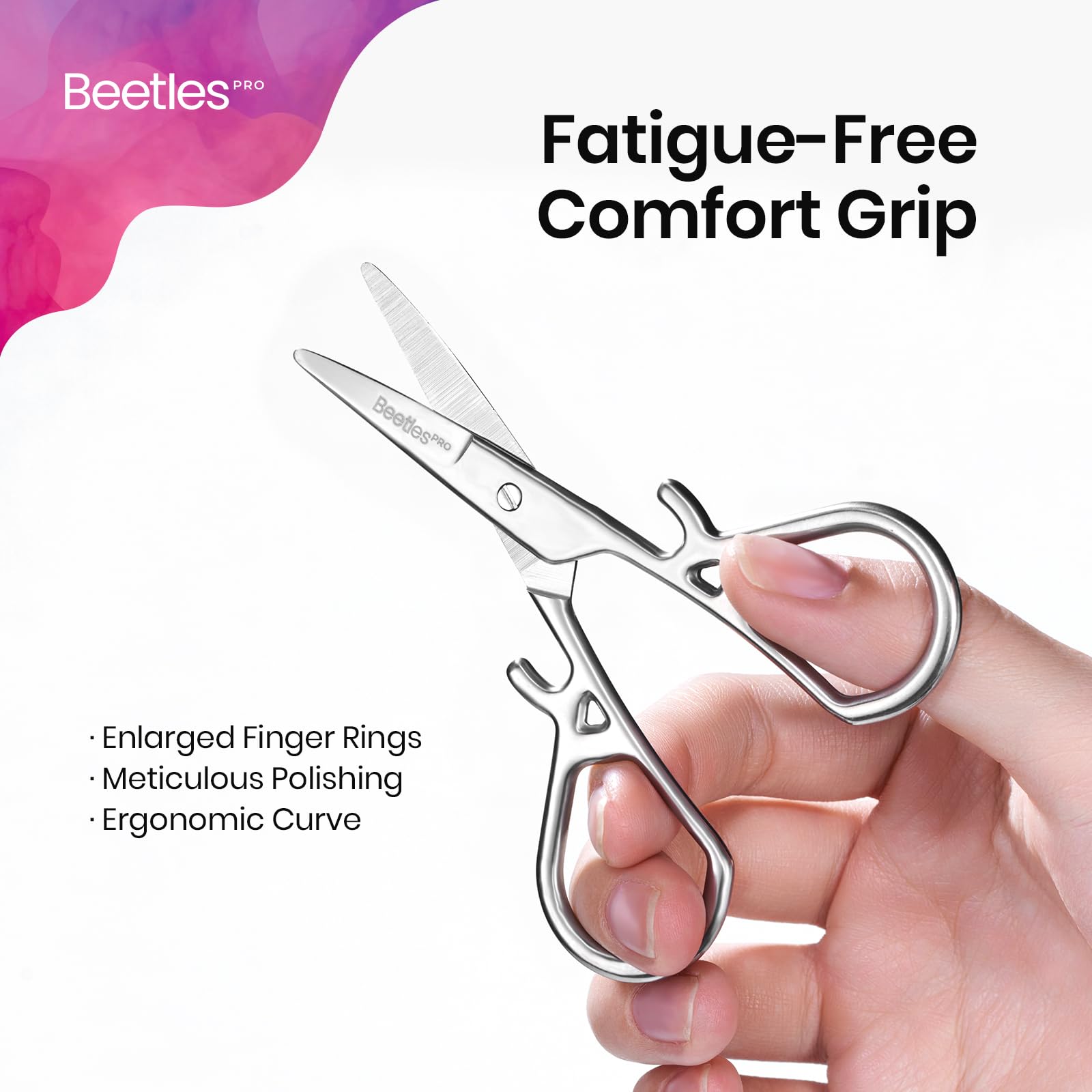 Beetles Pro Curved Cuticle Scissors, Multi-Purpose Premium Stainless Steel Nail Scissors for Nail