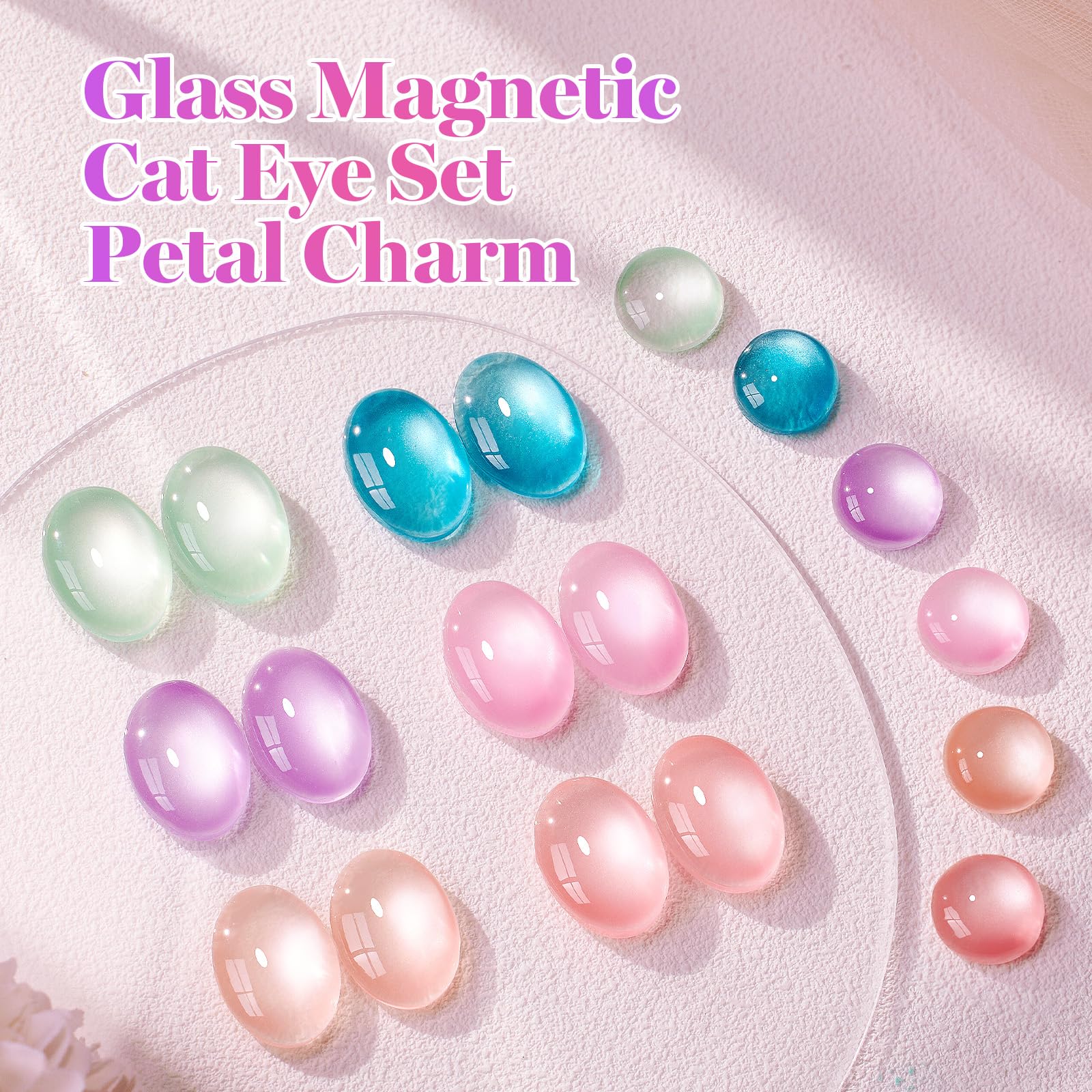 Beetles Petal Charm Cat Eye Gel Nail Polish Set - 6 Colors 15ML Spring Gel Polish Kit Glitter Pink Purple Blue Orange Red Green Magnetic Effect