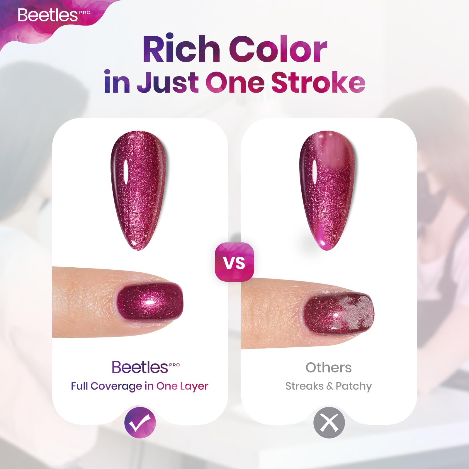Beetles Pro Shimmer Gel Polish - Out of Reach, Purple Shimmer Color 20ML Glitter Gel Polish