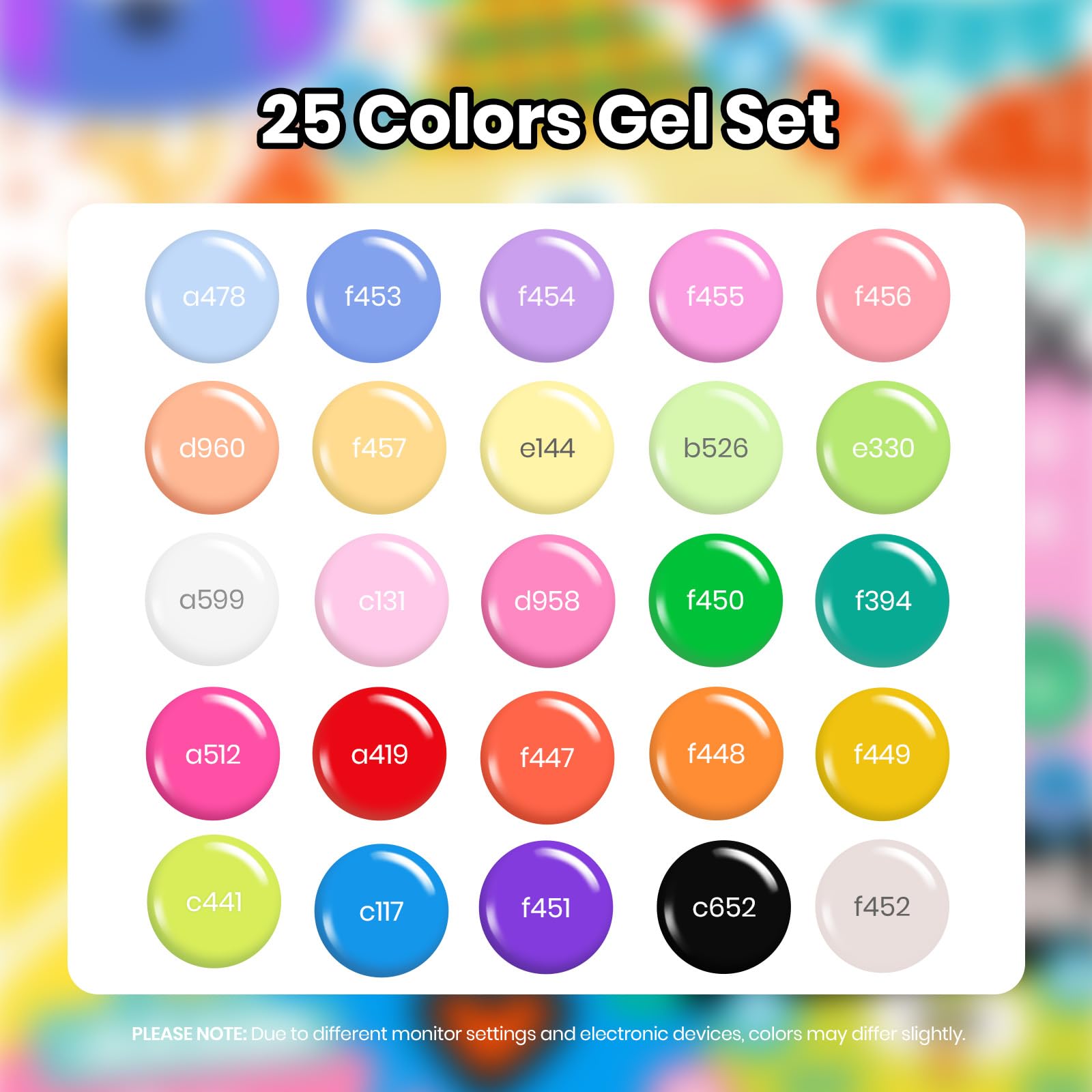 Doodle Dreams Pastel Gel - 25 Gel Colors Set with Top and Base Coat