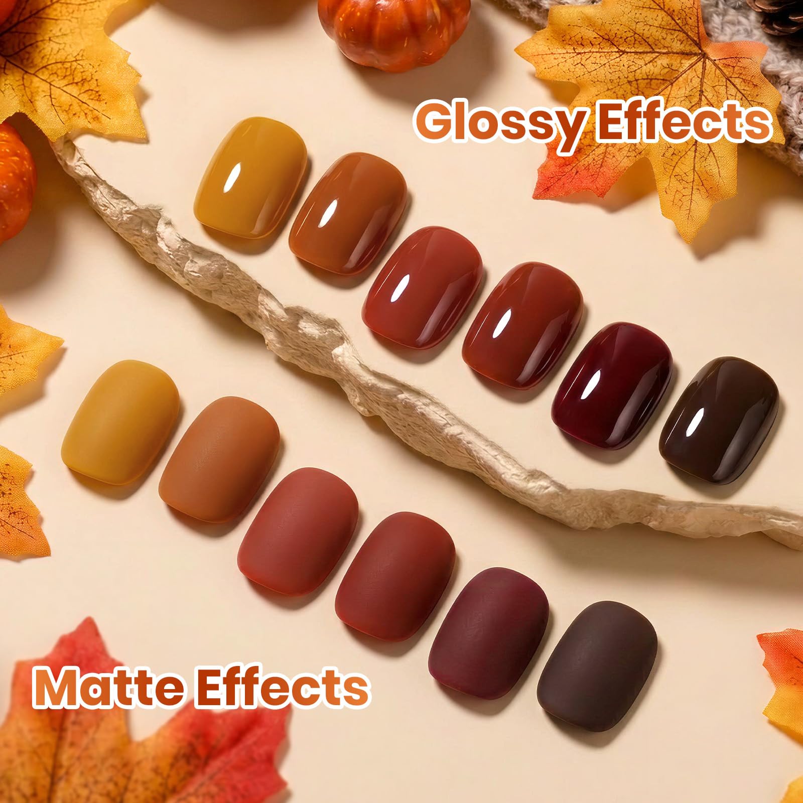 Beetles Brown Just Fall Gel Polish Set 6 Cozy Mocha Cocoa Nude Colors with Display Color Card