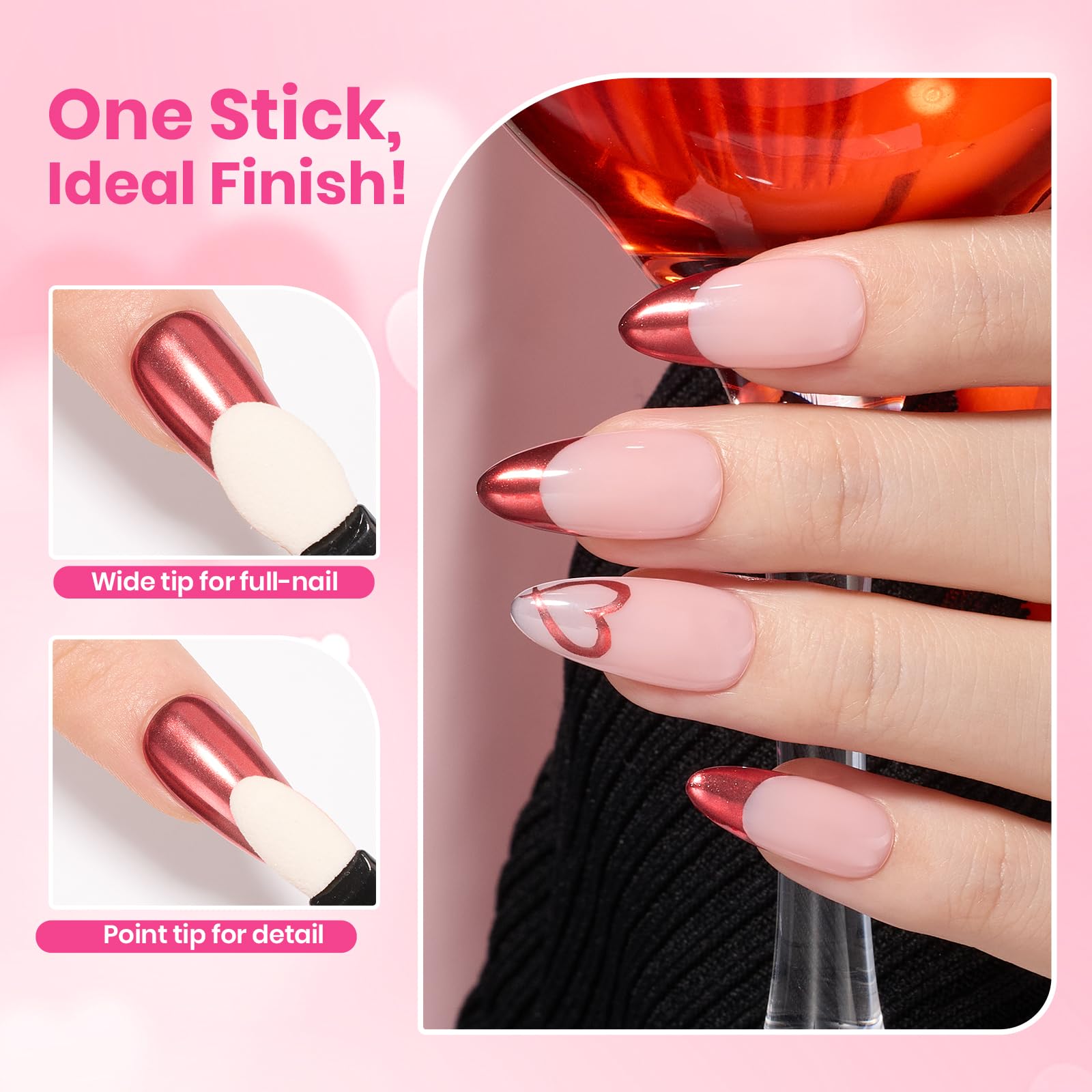 Beetles Valentines Red Chrome Nail Powder Mirror Effect Chrome Powder