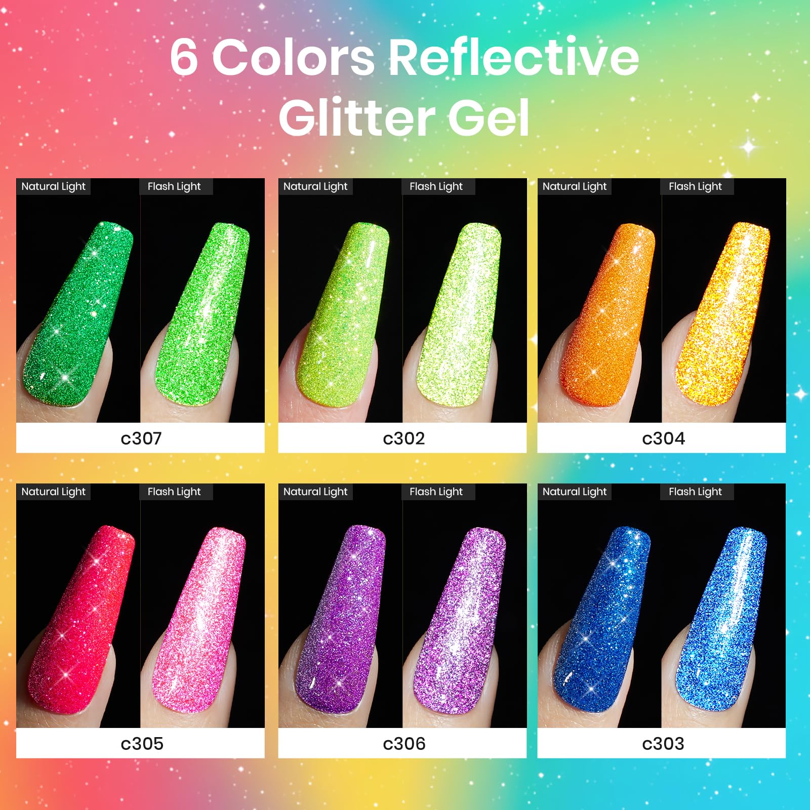 Beetles Gel Nail Polish Set Neon Carnival Bright Yellow Orange