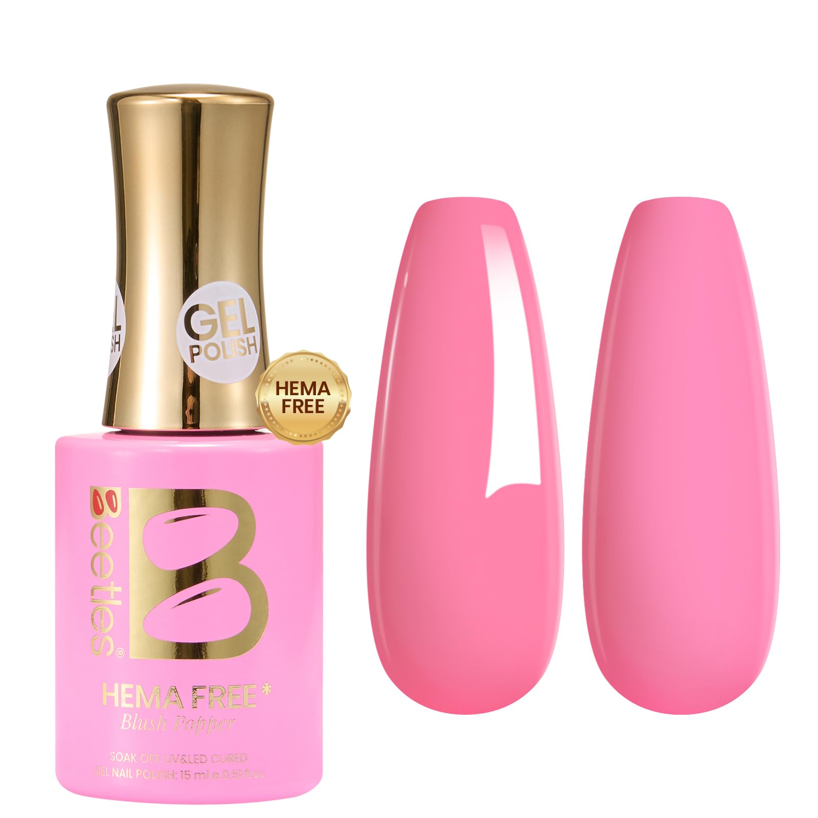 Beetles Hot Pink Gel Polish - Blush Popper 15ML/0.51Fl Oz, Hema Free Neon Pink Gel Nail Polish