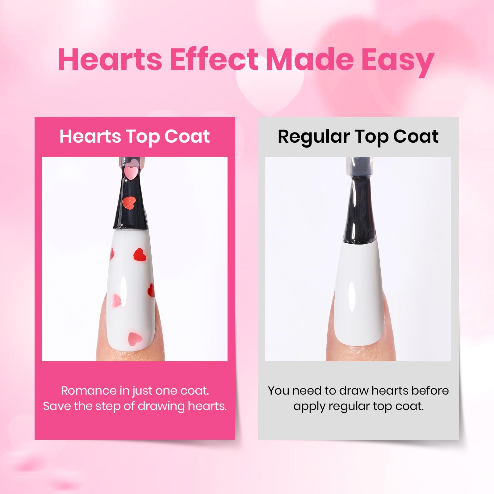 Beetles 15ml Glitter Top Coat - Valentine’s Limited Hema-Free Heart Confetti for Valentine Nails