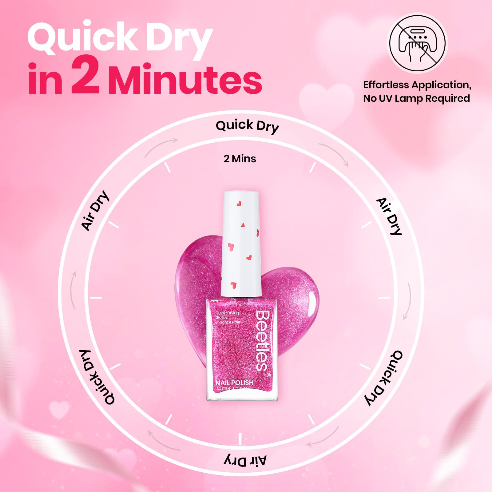 Beetles Valentines Nails Polish Set - Hearts Aflutter 6 Colors Hot Pink Red Light Pink Nail Polish