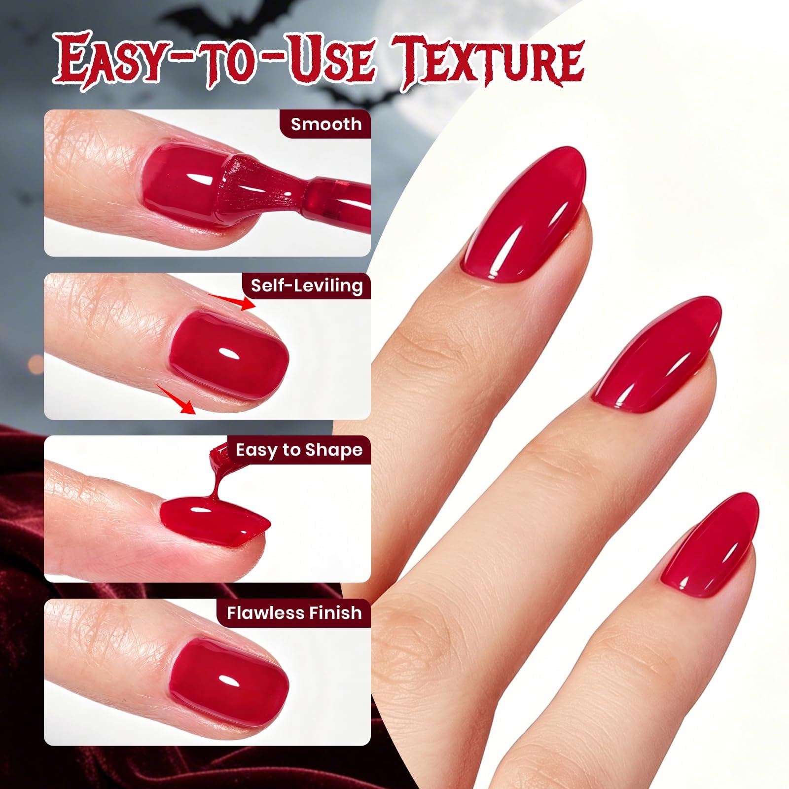 Beetles Halloween Builder Gel Nails Kit HEMA & TPO-Free 15ml 8 in 1 Red & Nail Brush 2026 Limited Edition