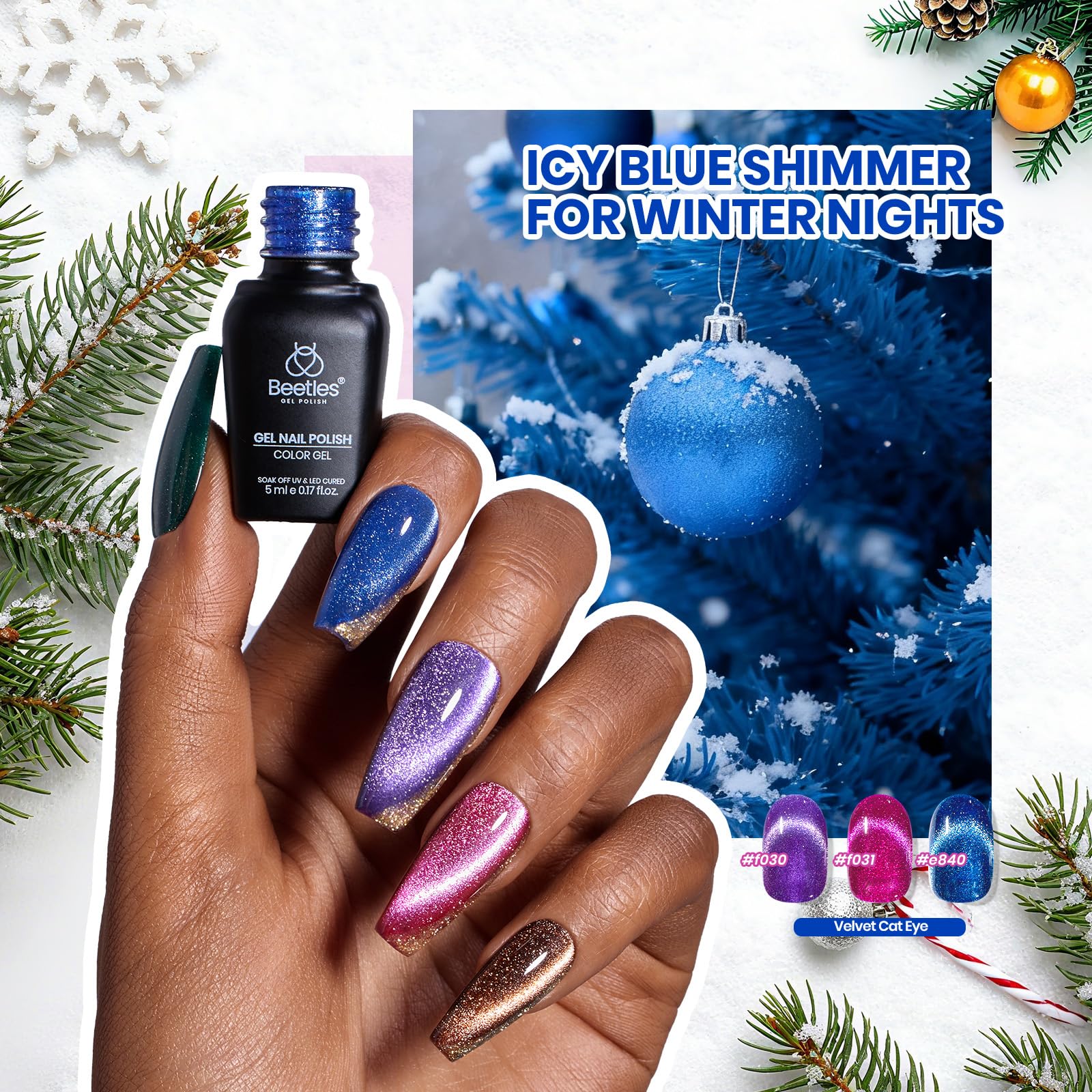 Beetles Gel Polish Stellar Sonata - 6 Colors Christmas Cat Eye Gel Nail Kit