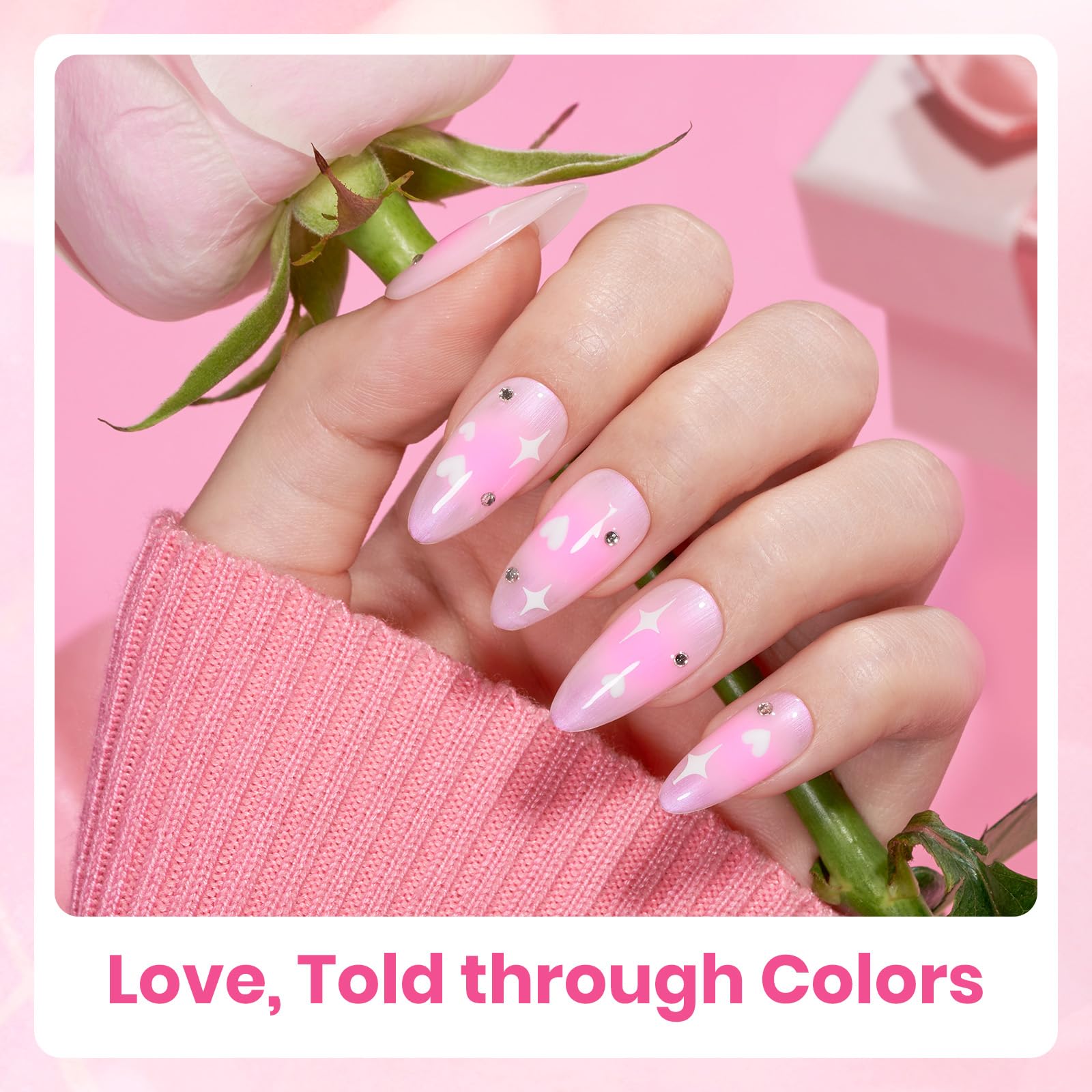 Beetles Valentine Nails Gel Polish Set - 6 Blush Cotton Pink Colors