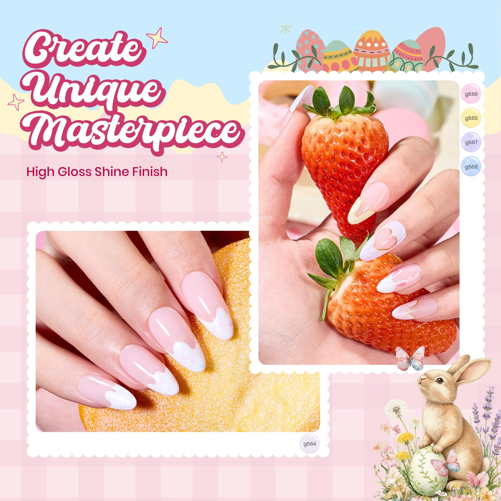 Beetles Easter Gel Nail Polish Set, Spring Nails Pastel Whip 6 Colors Macaron Shimmer Glitter Gel Polish