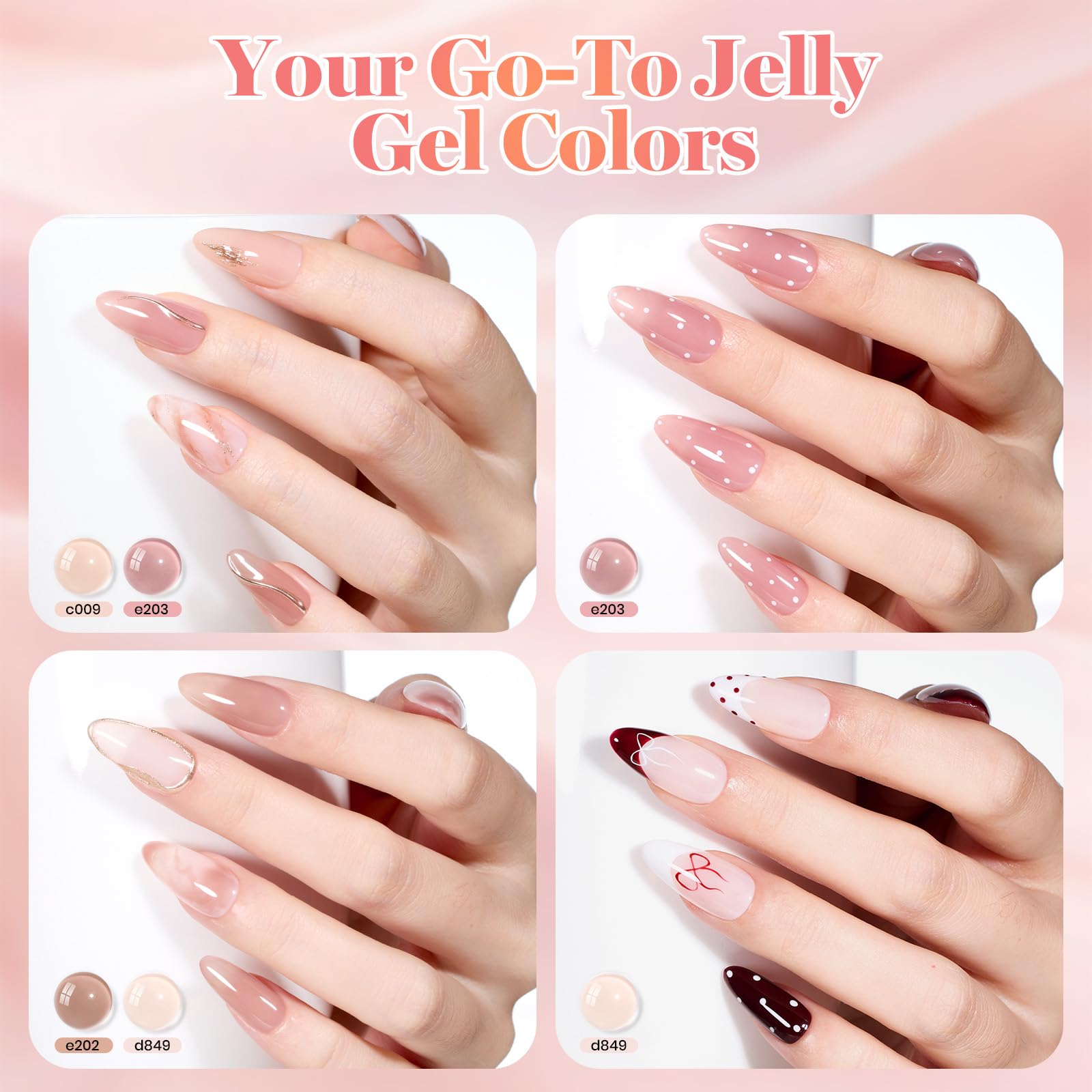 Beetles Gel Nail Polish Earthy Rose  6 Colors 15ML Nude Pink Brown Neutral Jelly Summer Nails Gel Polish Kit