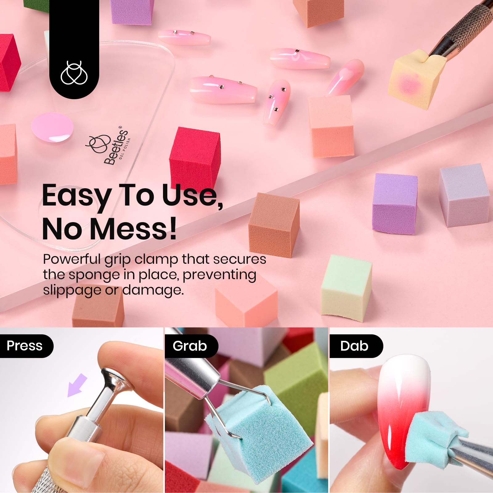 88Pcs Soft Nail Sponges for Ombre With Grabbing Pen
