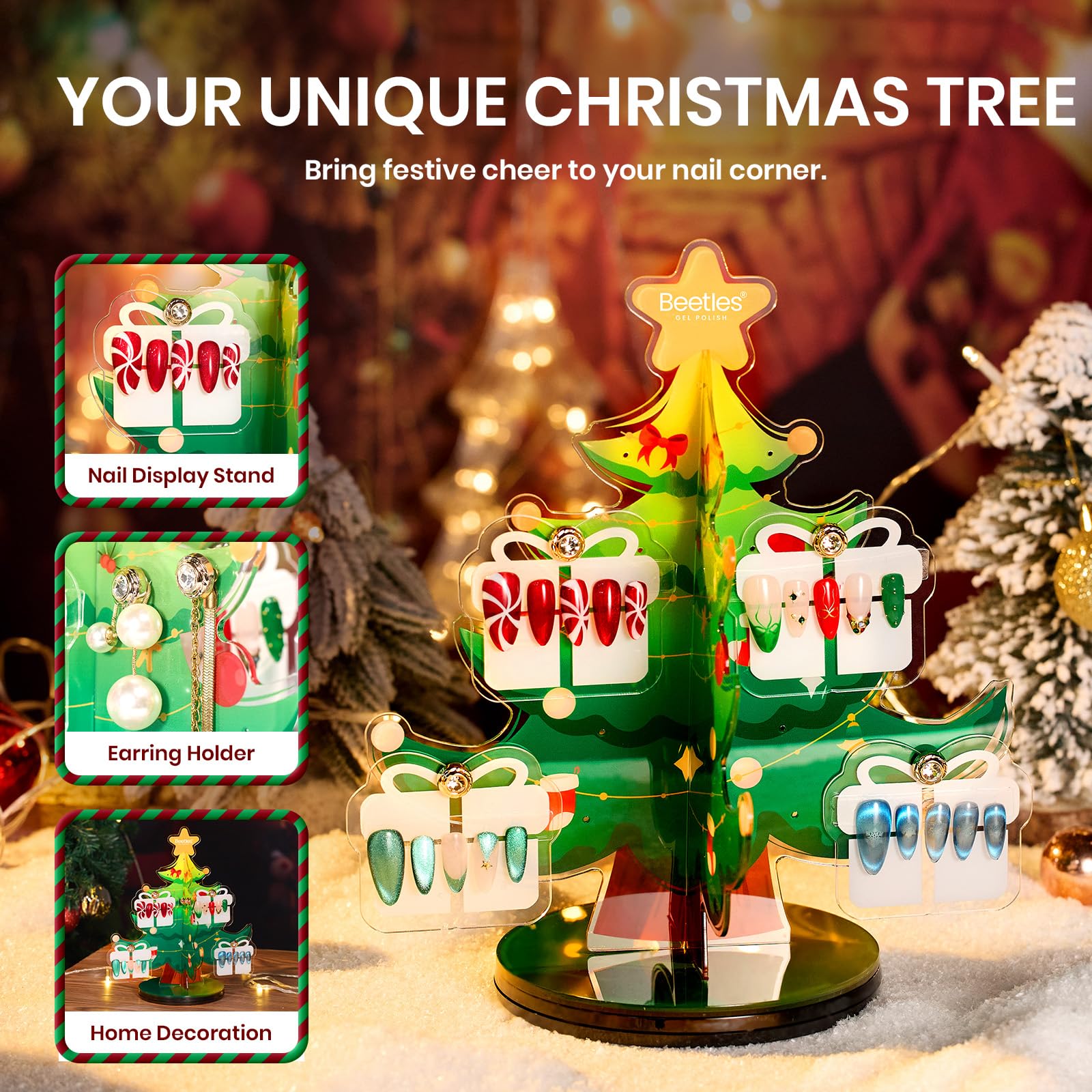 Beetles 67Pcs Gel Nail Kit Crystal Christmas Gifts - 12 Colors Cat Eye Red Glitter Gel Polish Kit