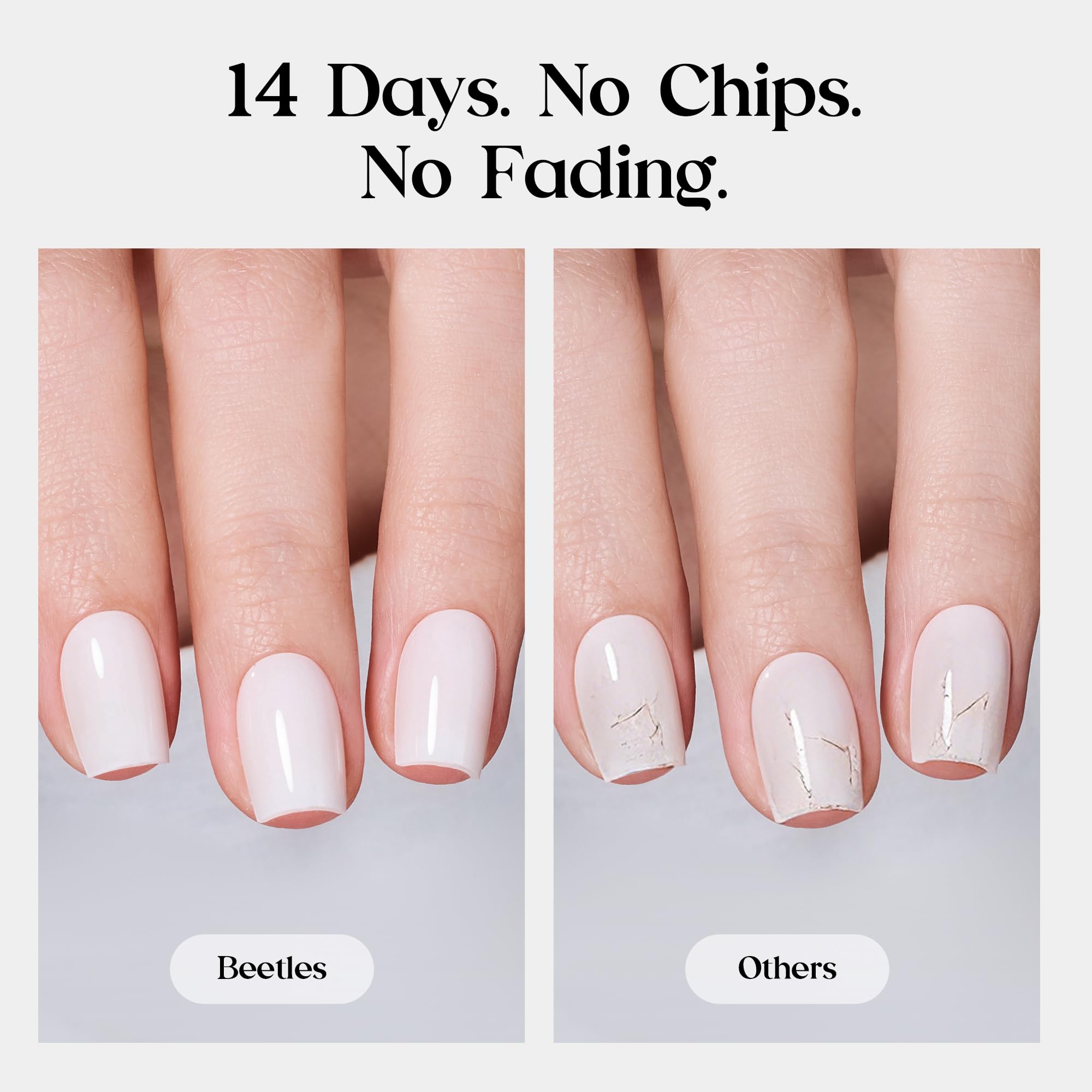 Beetles Natural Milky Press On Nails | Milky White Short Square 15 sizes-30Pcs