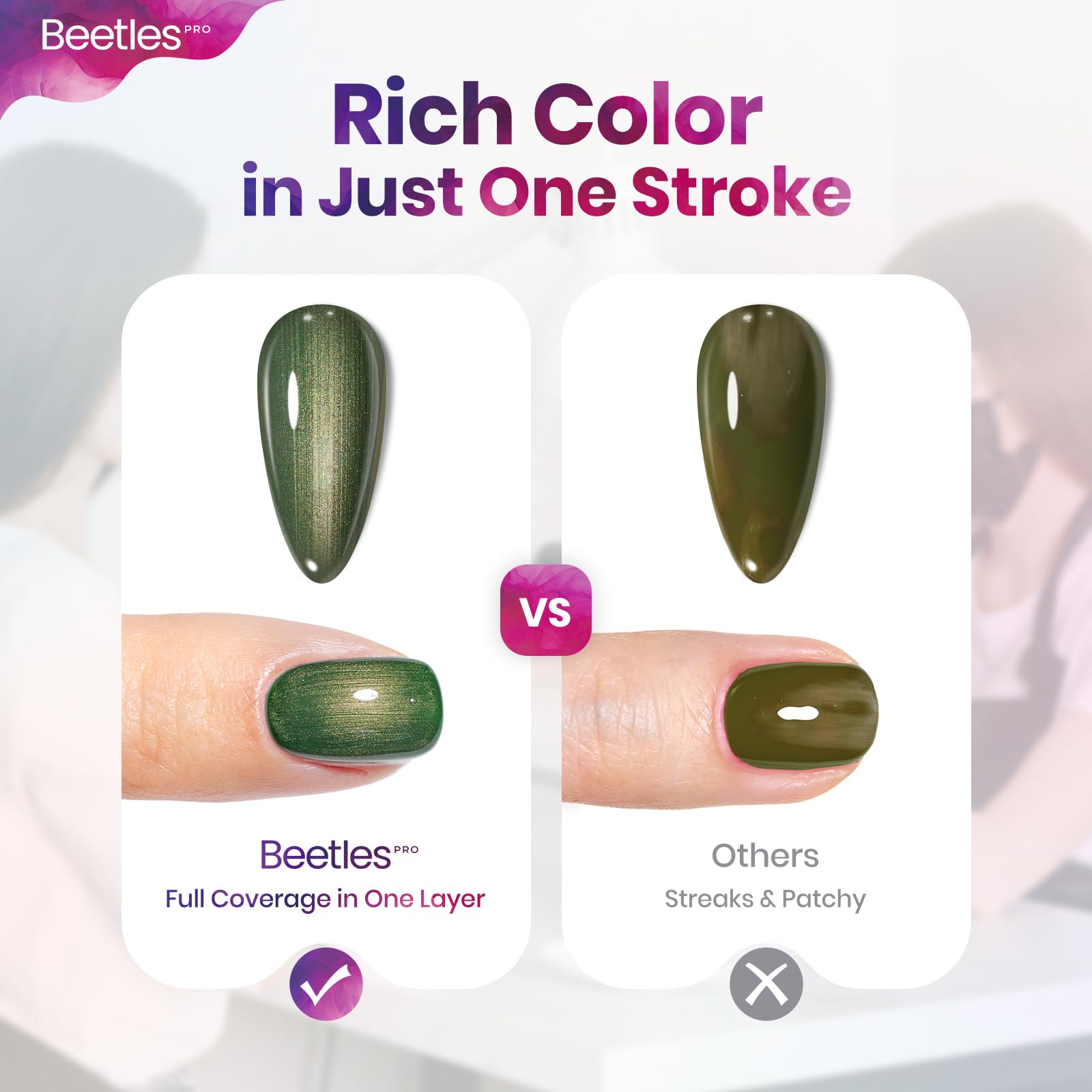 Beetles Pro Green Gel Polish - Cancel Everything, 1pc 20ml Army Green Color Glitter Gel Polish