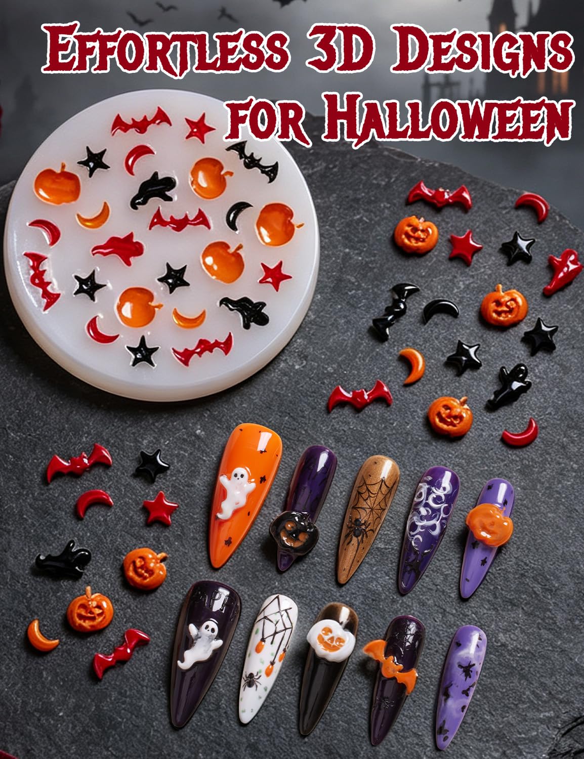 Spooky Bite-Beetles Halloween White 3D Sculpting Gel for Nail Art Solid Builder Nail Gel Kit 2026 Limited Edition