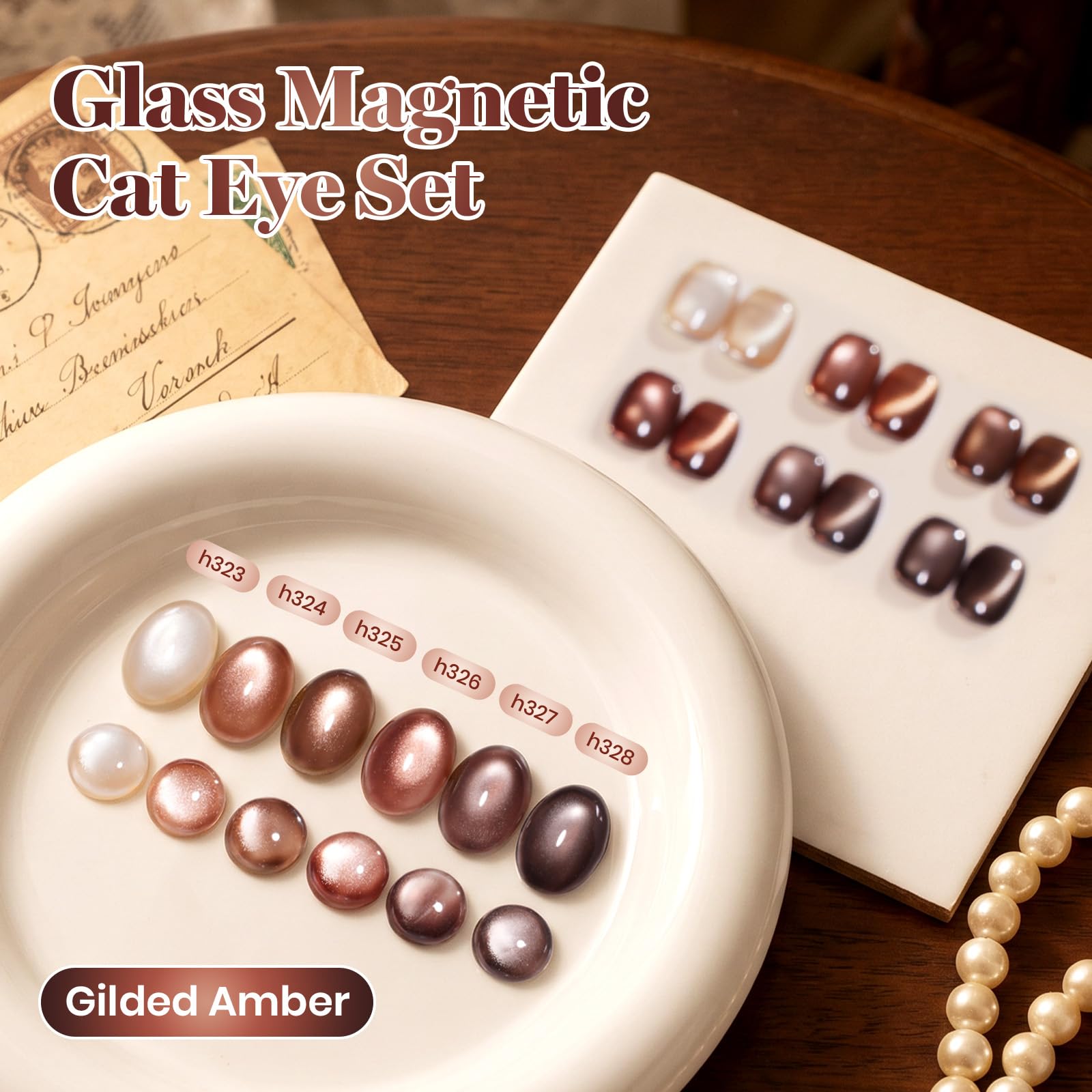 Beetles Gilded Amber Brown Cat Eye 6 Colors 15ML Gel Nail Polish Set Fall Winter Nails
