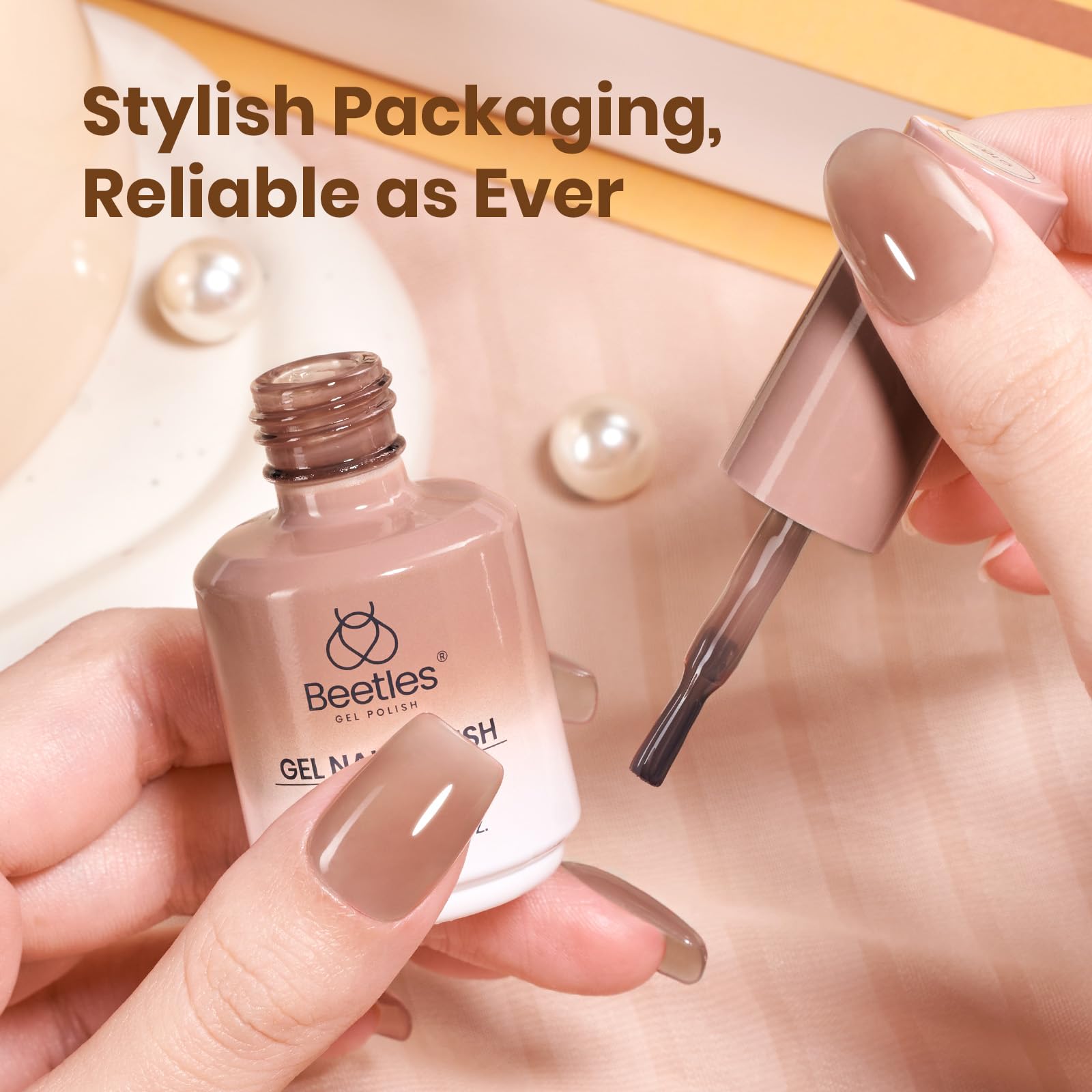 Beetles Brown Jelly Gel Nail Polish  Nails - 15ML Soft Brew Natural Nude Brown Gel Polish Sheer Fall Gel Polish Nail