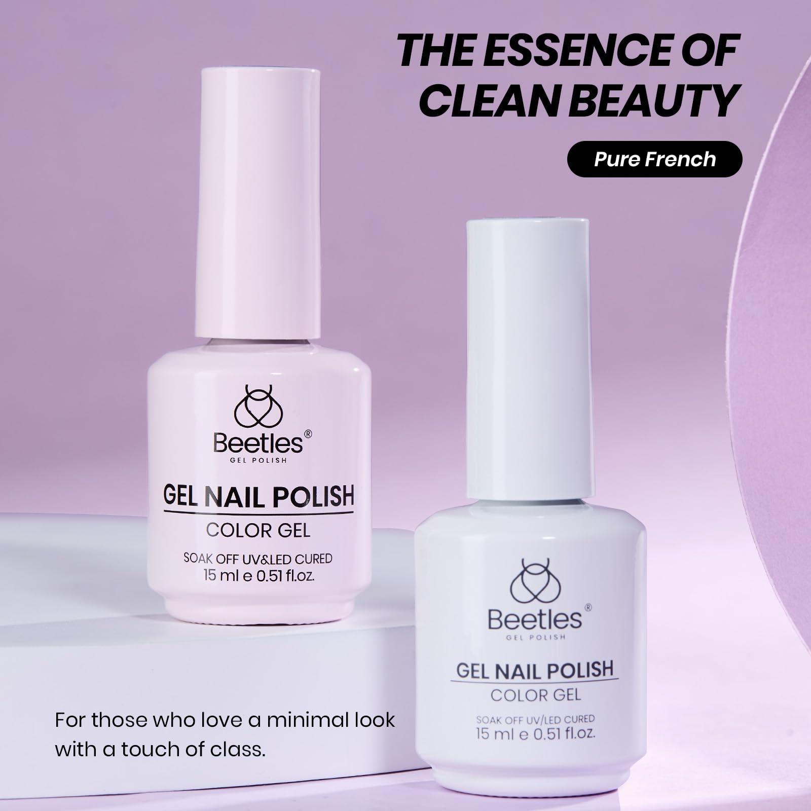 Beetles French Tip Gel Polish Set - White Nude Pink Gel Nail Polish Set Soak Off UV LED with 2 Styles Classic French Nail