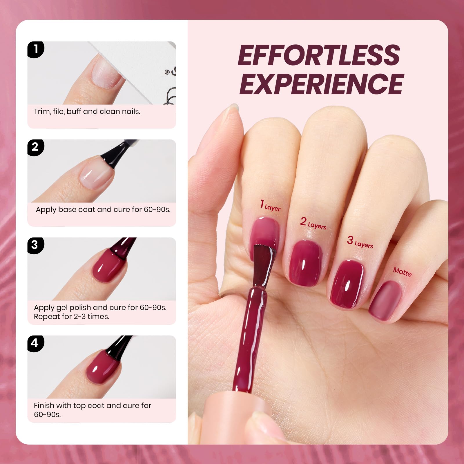 15ML Blushed Wine Jelly Sheer Red Gel Nail Polish